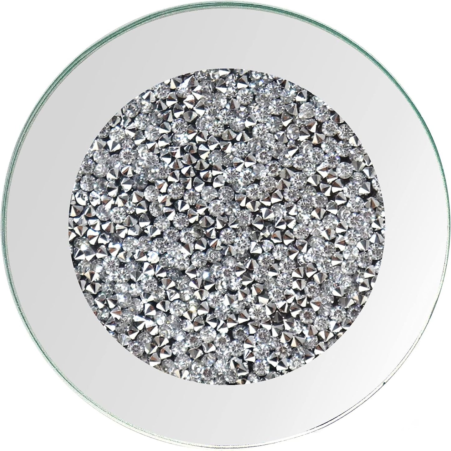 Crushed Diamond Glass Mirrored Coaster round 4", 4pc