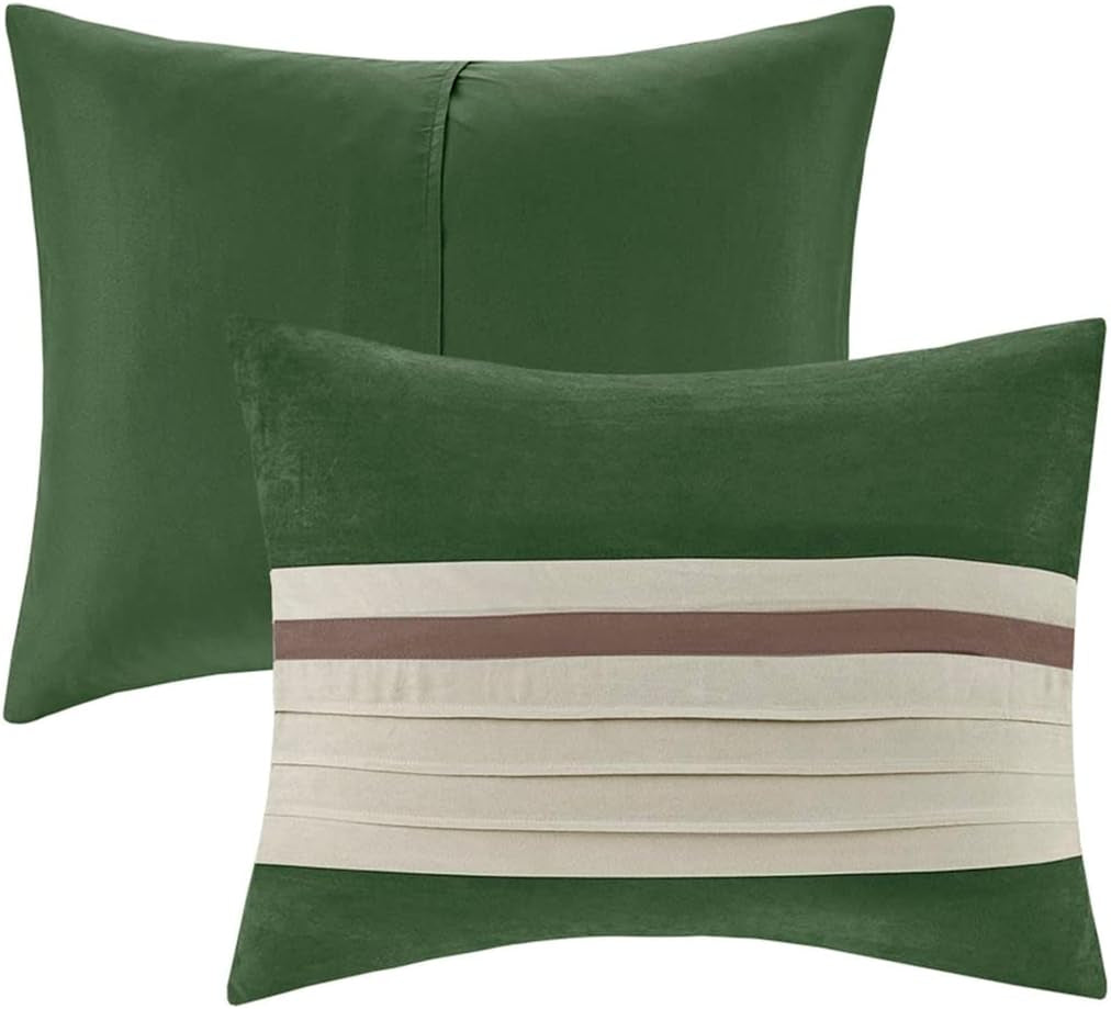 California King Cozy Comforter Set-Luxury Faux Suede Design, Green, (104 in X 92 In)