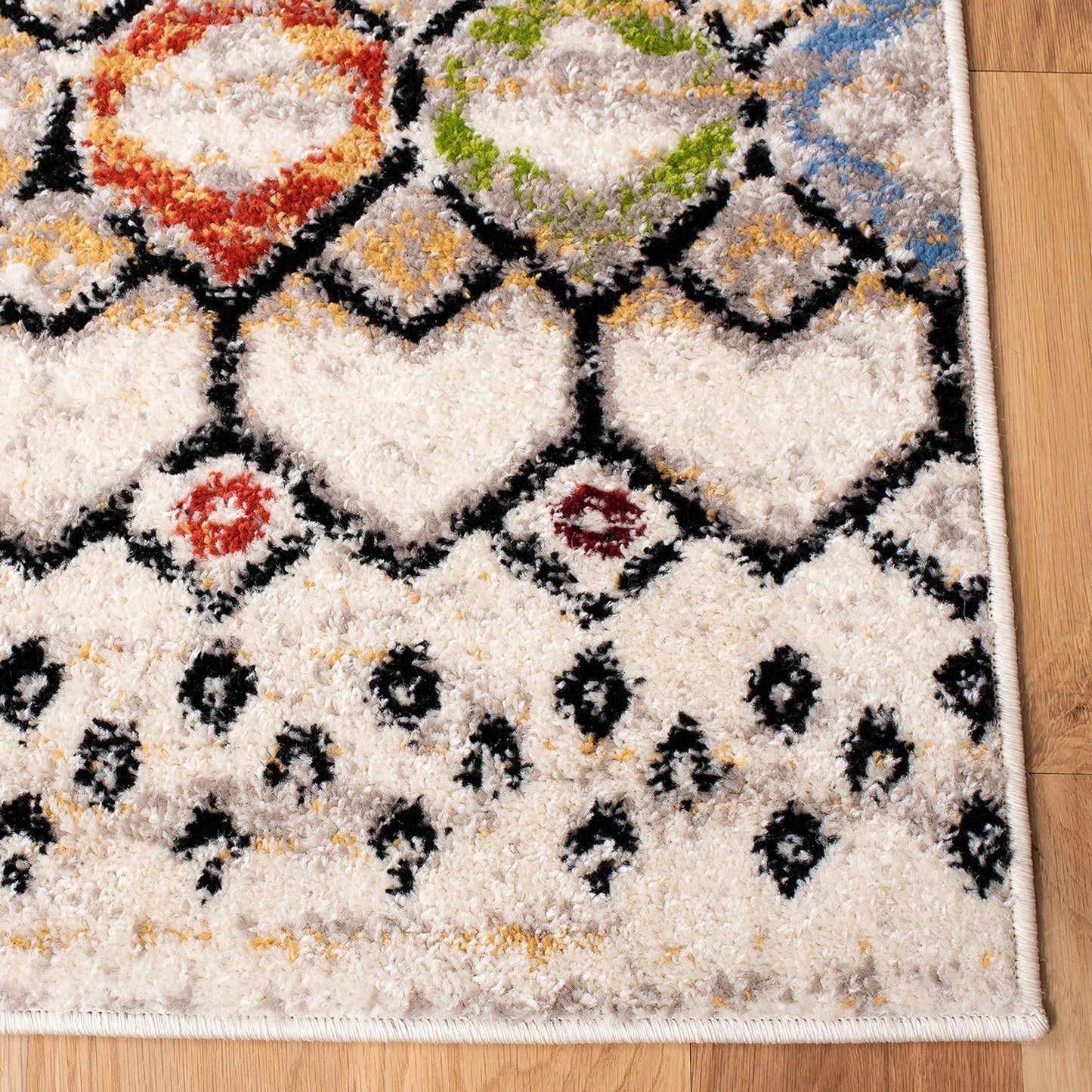 Amsterdam Collection Runner Rug - 2'3" X 10', Ivory & Multi, Moroccan Boho Design (AMS108K)