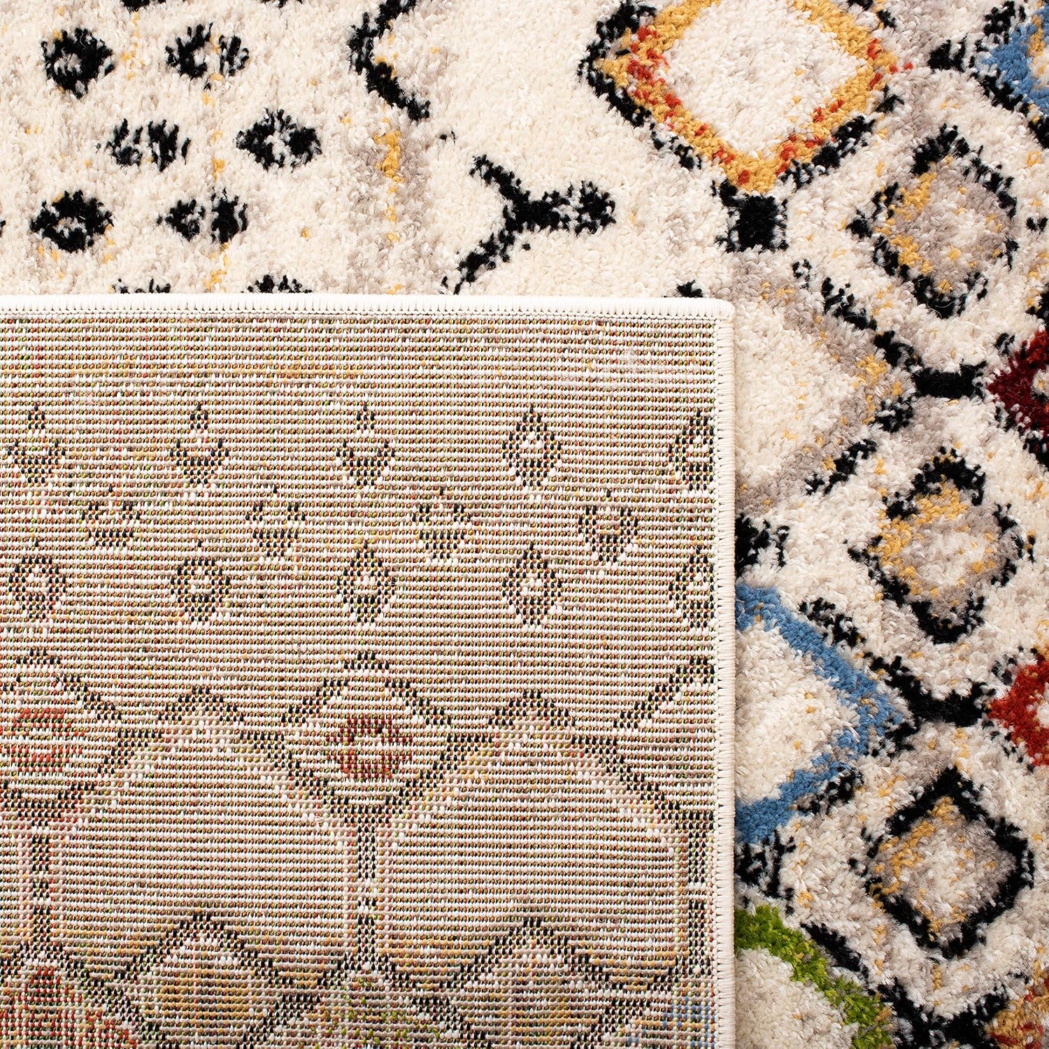 Amsterdam Collection Runner Rug - 2'3" X 10', Ivory & Multi, Moroccan Boho Design (AMS108K)
