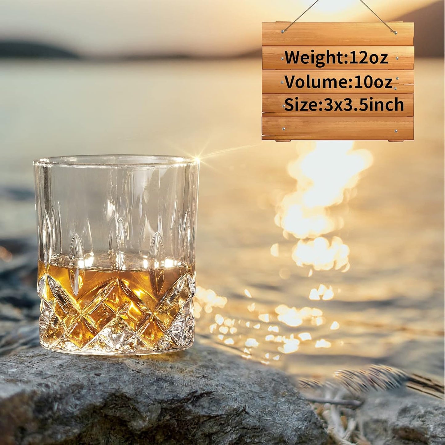 Whiskey Glasses Set of 4, Rocks Glasses, 10 Oz Old Fashioned Tumblers