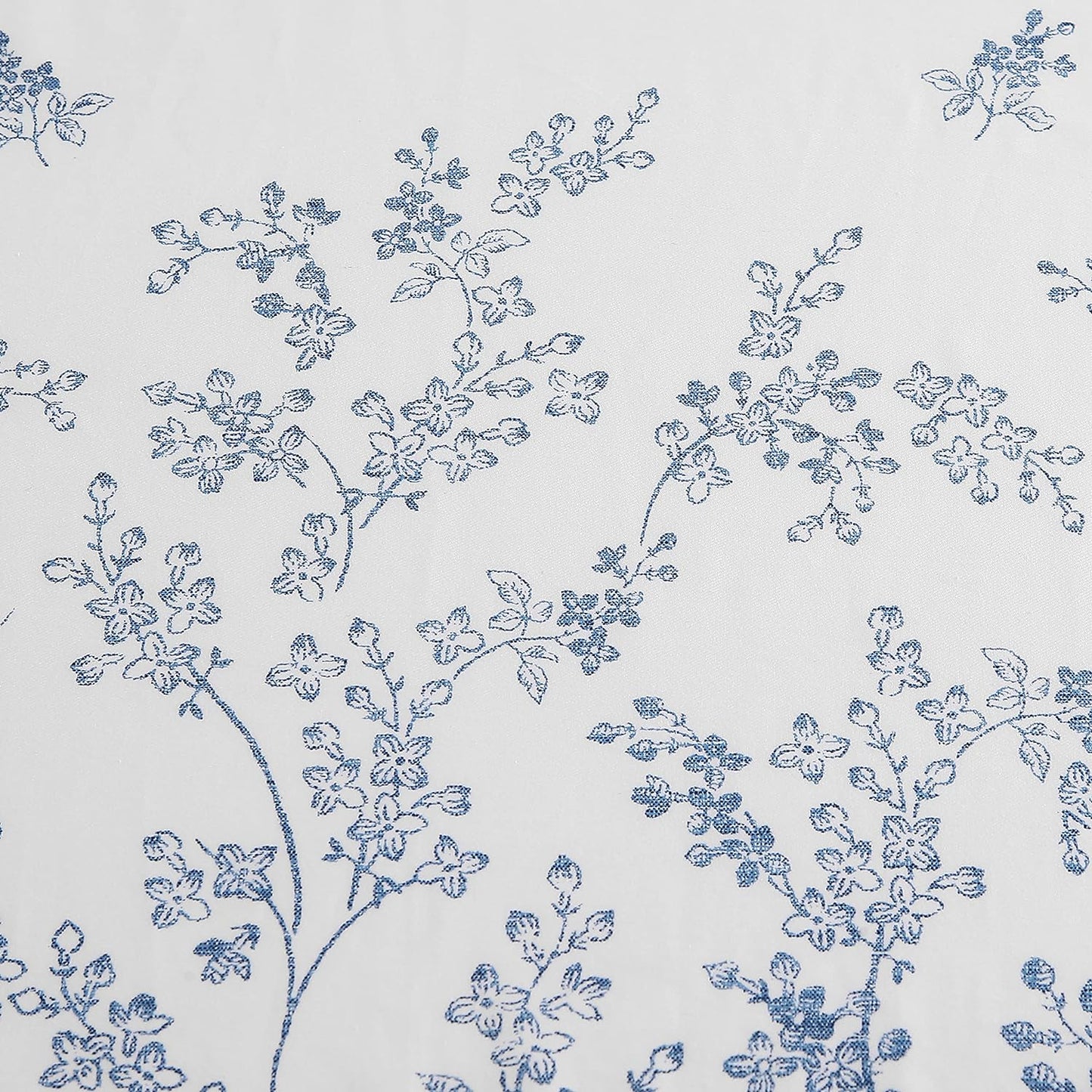 Shower Curtain, Stylish Bathroom Decor with Buttonhold Top, Elegant Blue Flowers