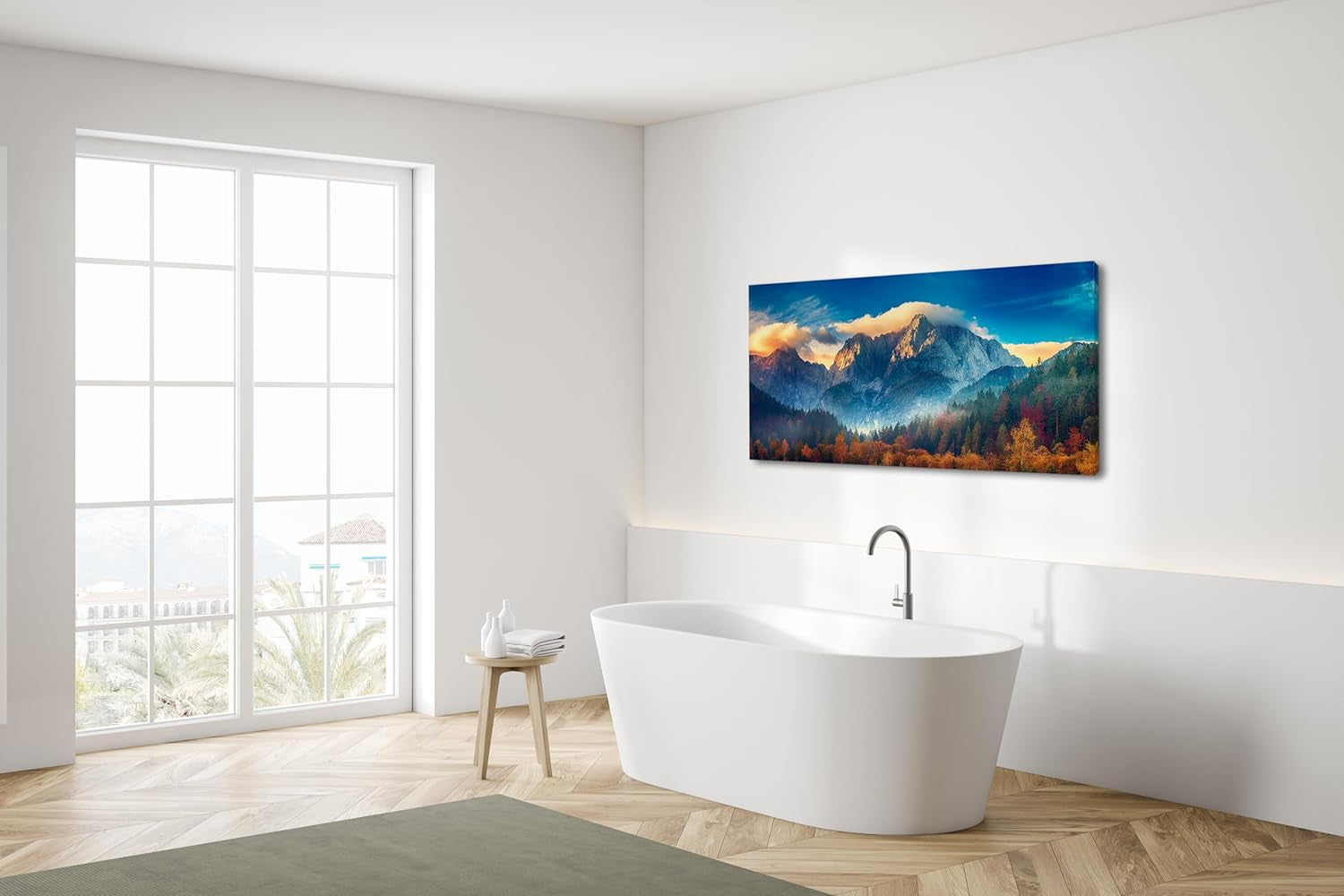 Wall Art Colorful Mountain Scenery Canvas Painting 20"X40" (50Cmx100Cm)