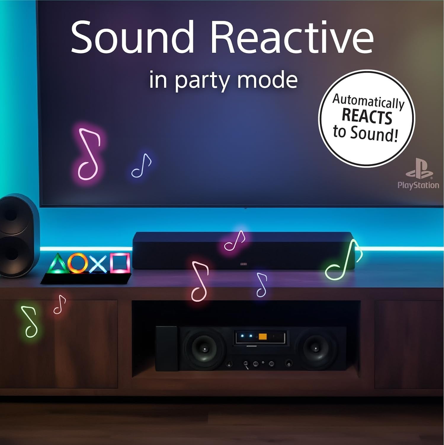 Playstation Controller Icons Light with 3 Light Modes - Sound Reactive, Dynamic Phasing, and Standard Mode