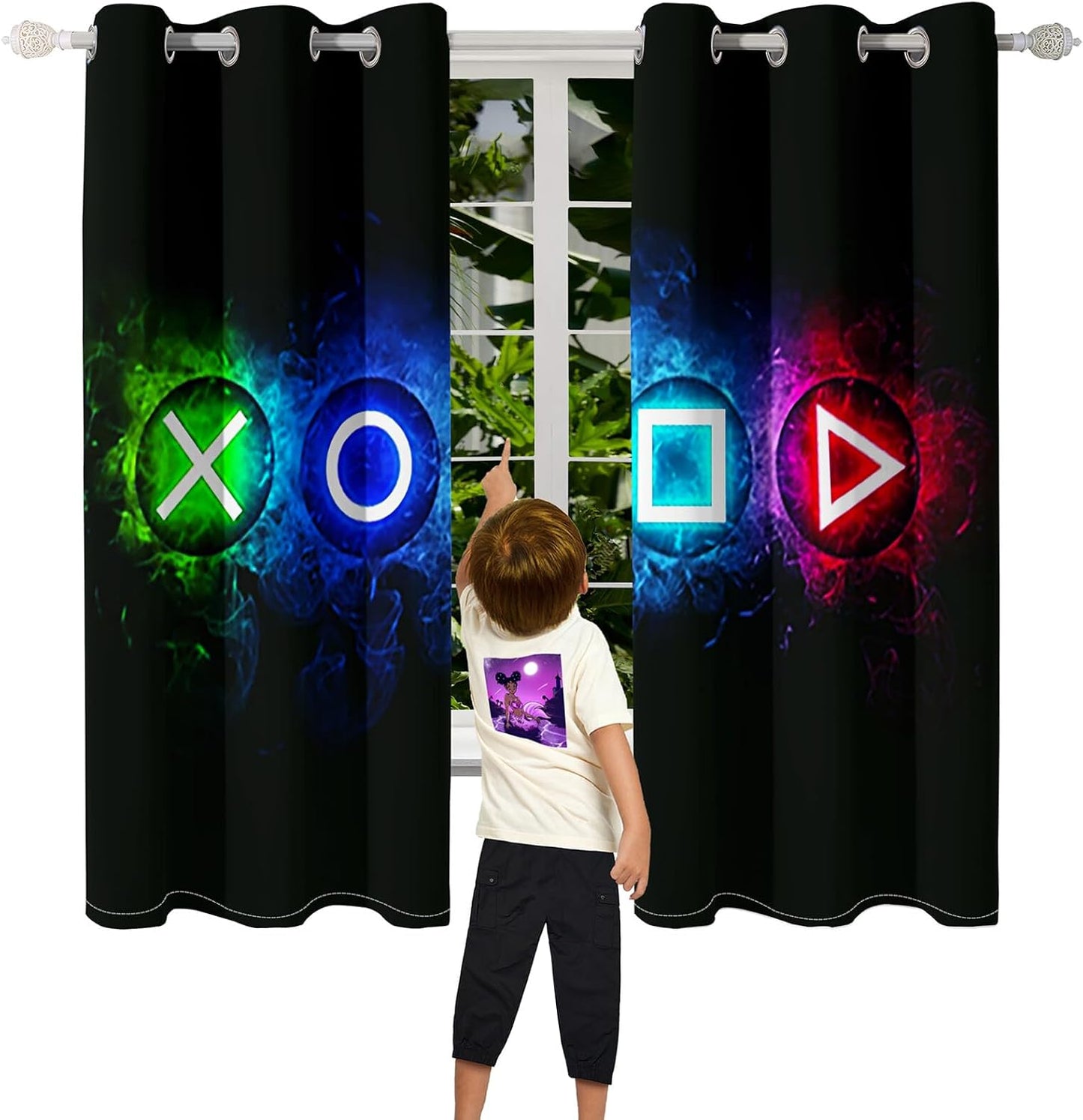 Blackout Window Gamer Curtain for Gamers, 82 in X 63 In