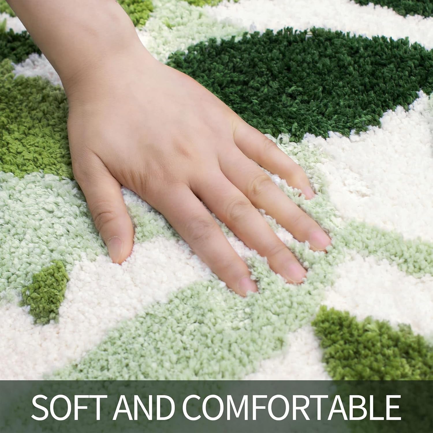 Green Bathroom Rug Set 2 Piece, Non-Slip Strong Water Absorbent (18"X26"+20"X32")