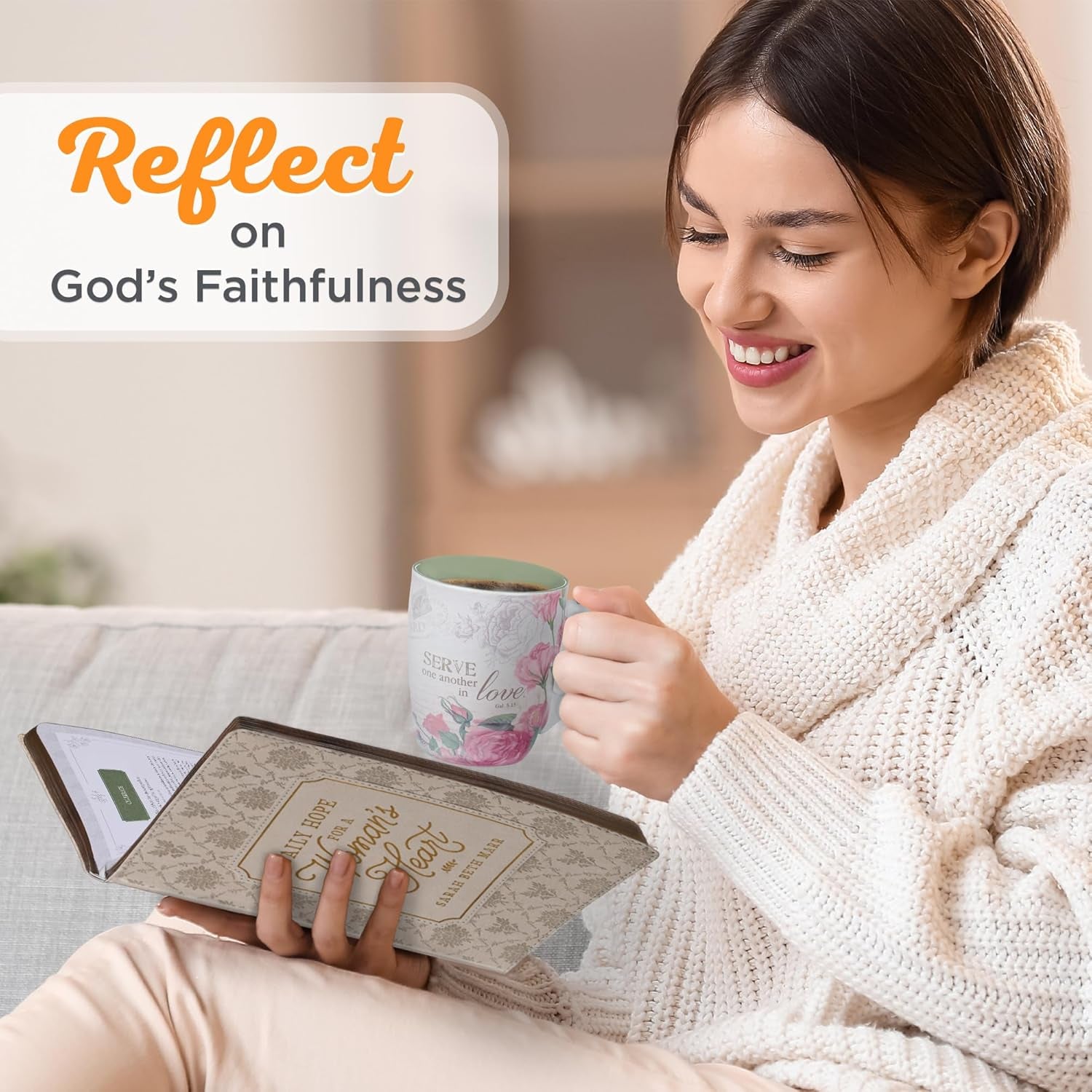 Ceramic Coffee/Tea Mug Set for Women | Vintage Botanic Floral Inspirations Design Bible Verse Mug Set | Boxed Set/4 Coffee Cups