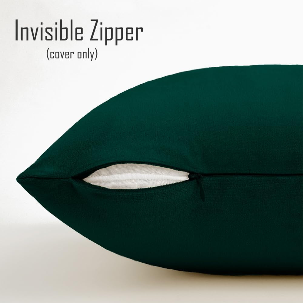 Green Velvet Throw Pillow Covers 16X16 Emerald Forest Hunter Dark Green Set of 2