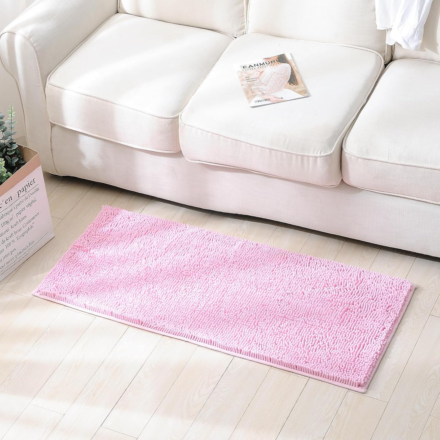 Pink 2 Pieces Bathroom Rugs, Ultra Soft Non-Slip Absorbent Bathmat Set Rugs (Pink, 20"X32"+16"X24")