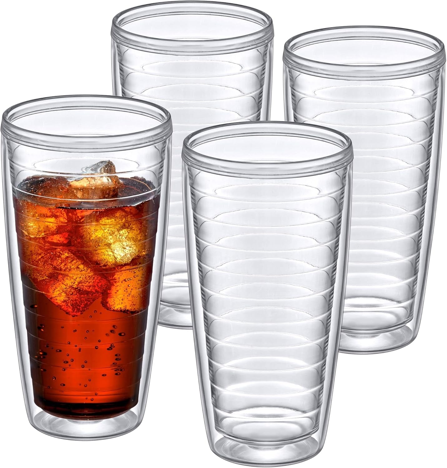 Alaska - 24-Ounce Insulated Plastic Tumblers (Set of 4), Double-Wall Plastic Drinking Glasses, All-Clear Reusable