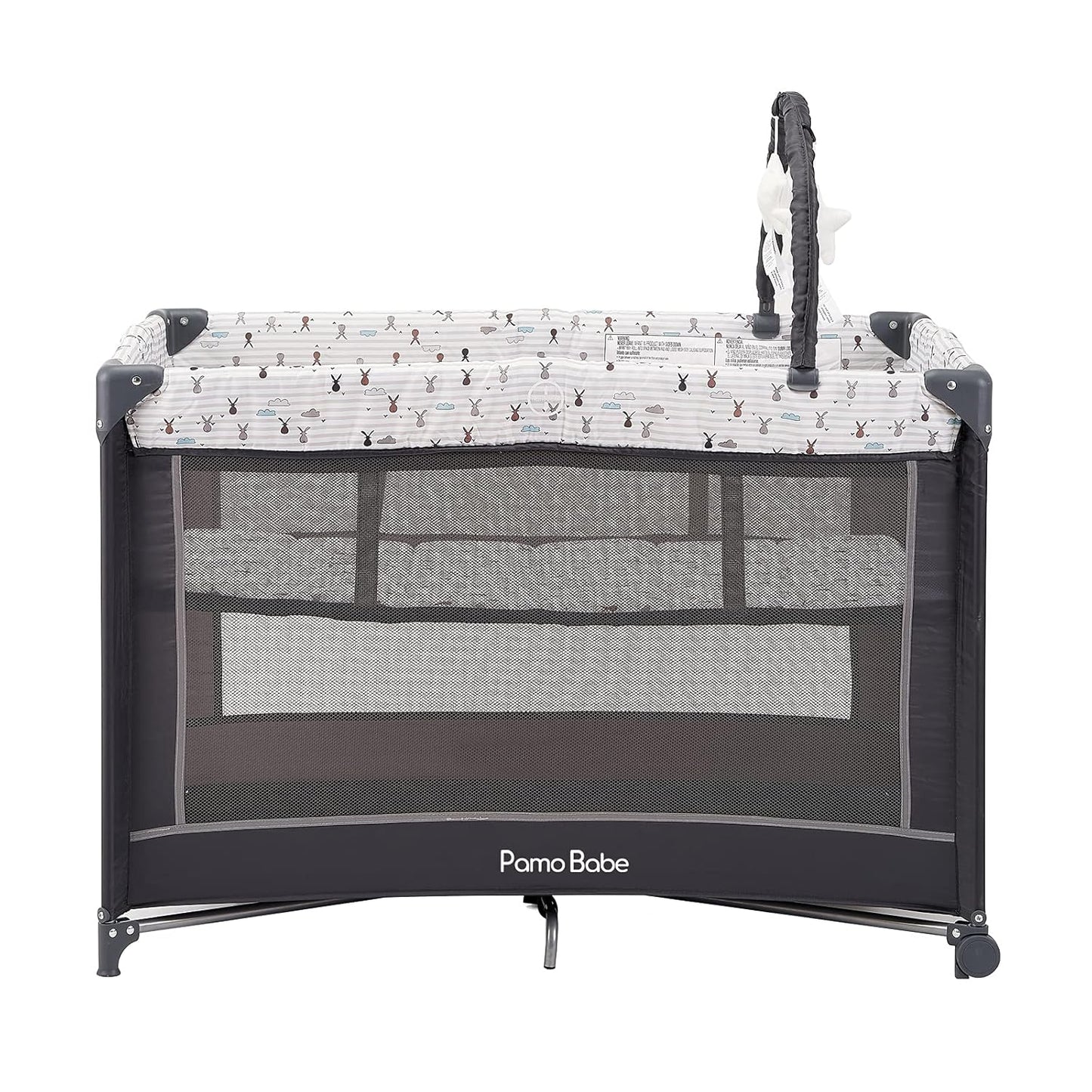 Portable Playard,Sturdy Play Yard with Padded Mat and Toy Bar with Soft Toys