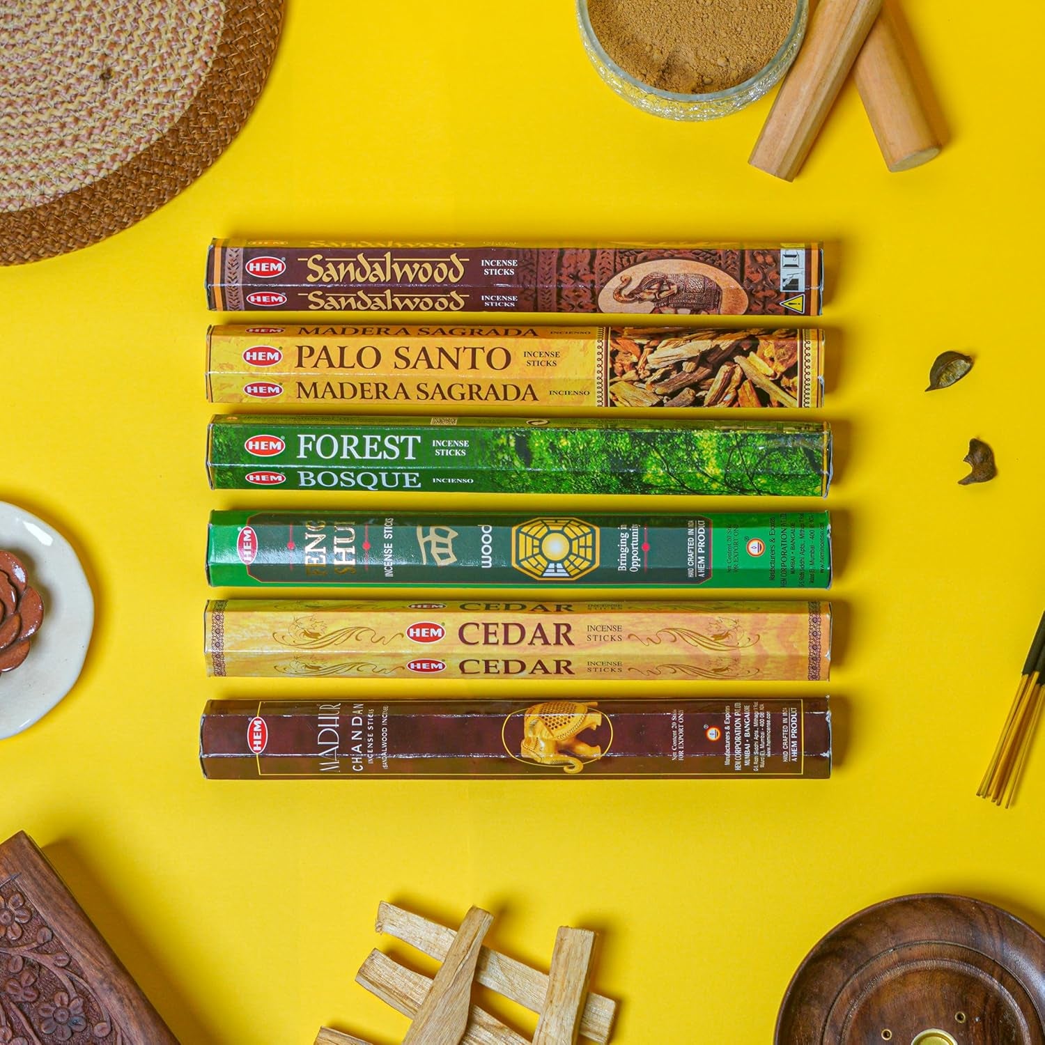 Woody Series Premium Incense Sticks Combo | Sandalwood, Palo Santo, Forest, Feng Shui, Cedar & Madhur Chandan | 120 Sticks