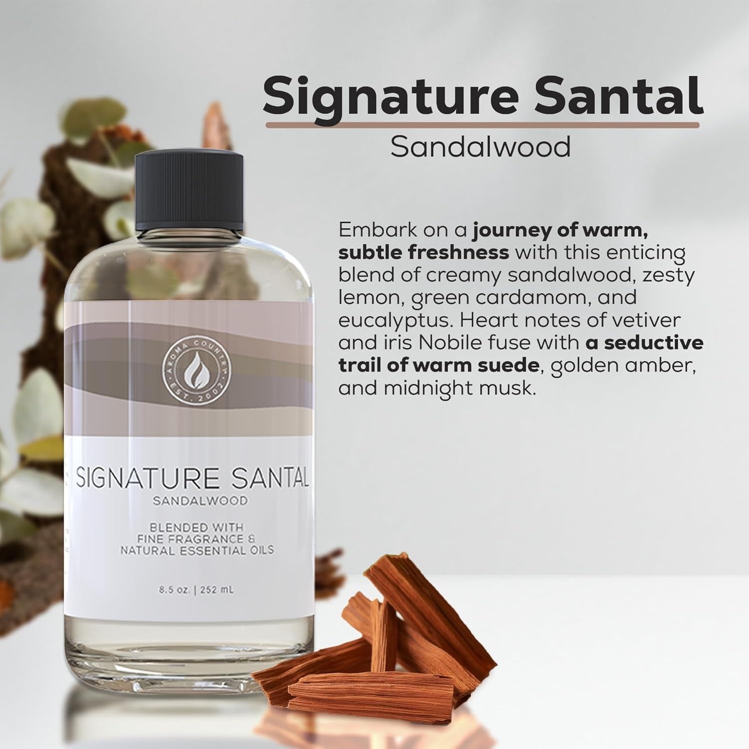 Signature Santal Diffuser Oil - Sandalwood Scented Oil (8.5 Fl. Oz)
