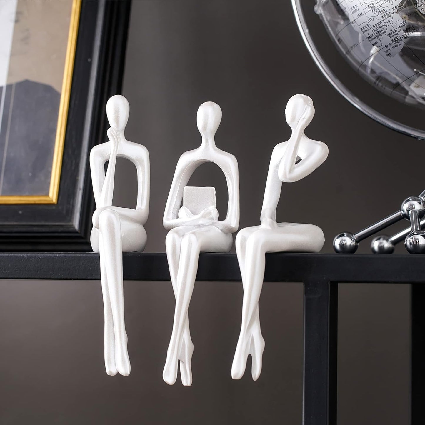 White Decor Statue Abstract Resin Sculpture Ornament Art Figurine Modern Home Décor Accents Office Decor Bookshelf Decor TV Stand Table Decorations for Living Room