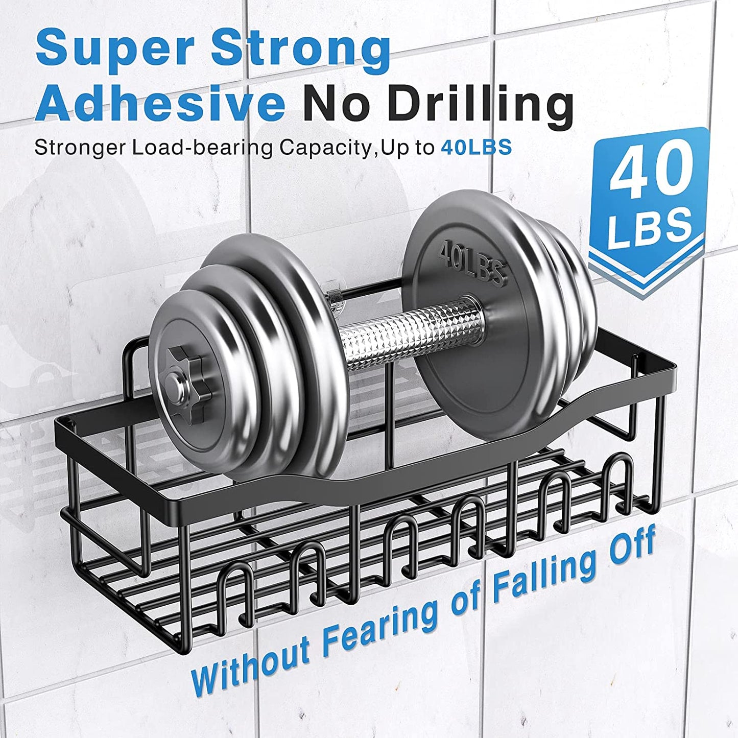 Adhesive Shower Caddy, 5 Pack Rustproof Stainless Steel Bath Organizers