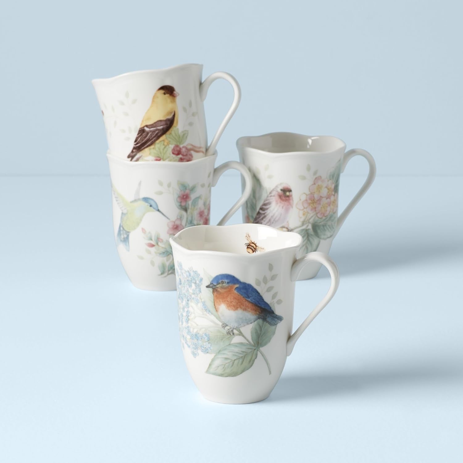 Butterfly Meadow Flutter Porcelain Mugs, Set of 4, Multicolor