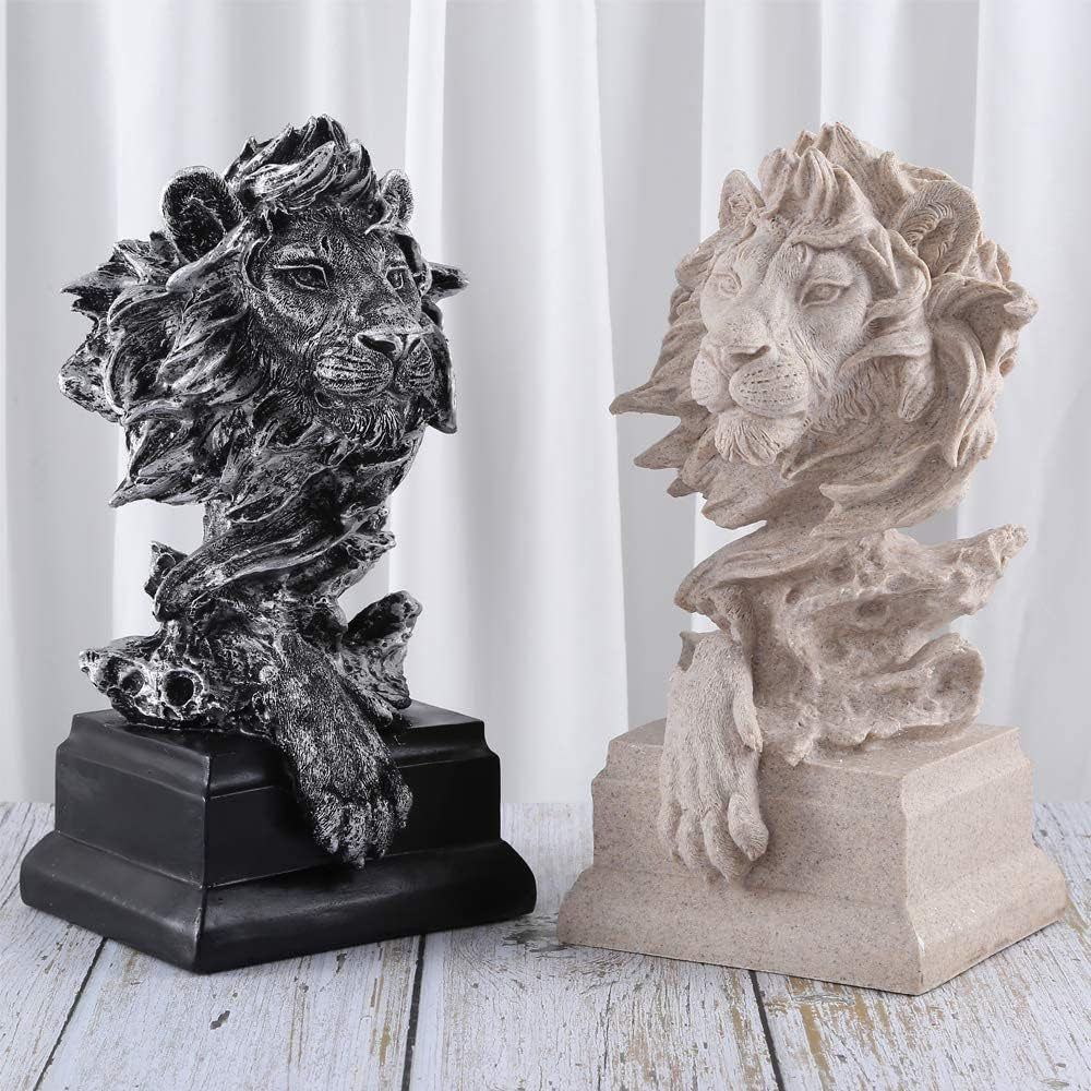 Sandstone Lion Figurines - the King of Beasts, Silver Color (HH17-D3)