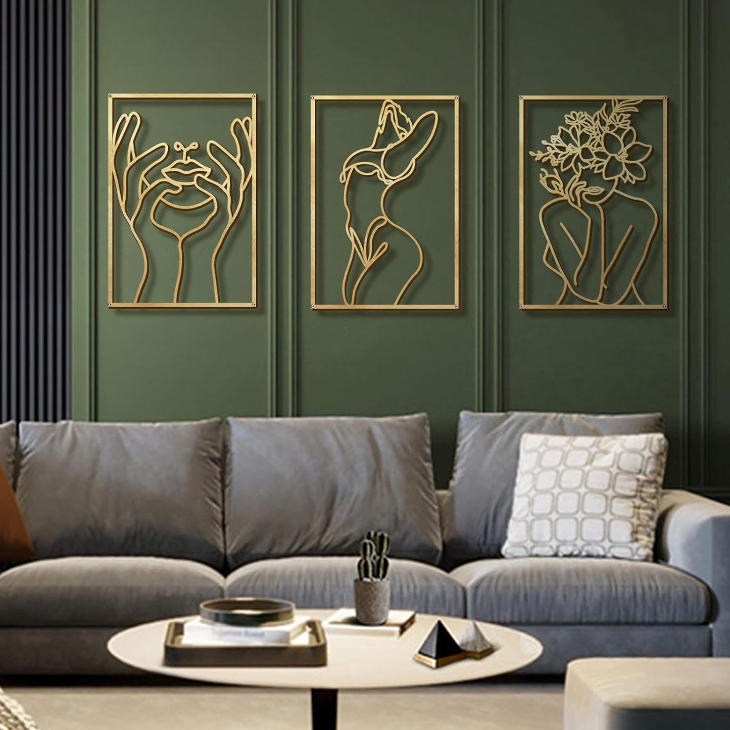 4 Pack Gold Wall Art Décor, (Gold Classic Style, M Size 17 X 11.8'')