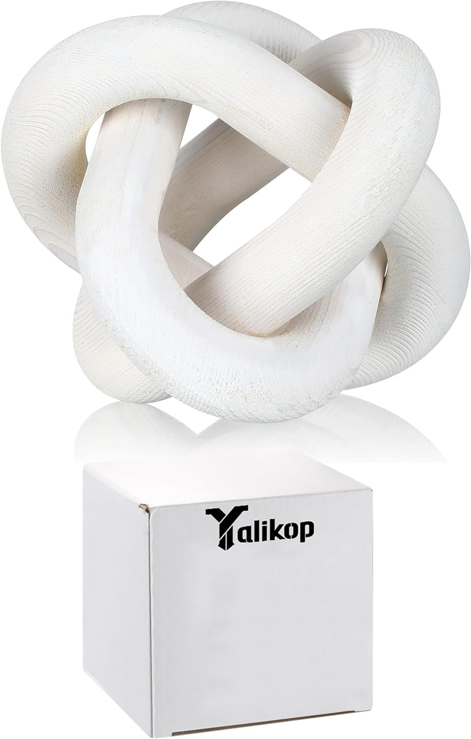 3 Link Wood Knot Decor Rustic Home Décor Accents Hand Carved Coffee Table Decoration (White)