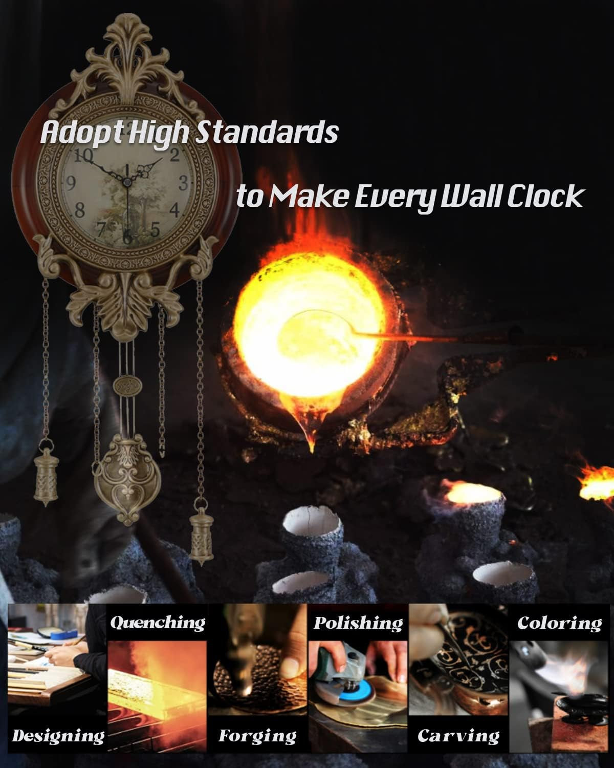 Dia 9-Inch Retro Style Vintage Wood Indoor Wall Clock (Requires 2 AA Batteries)