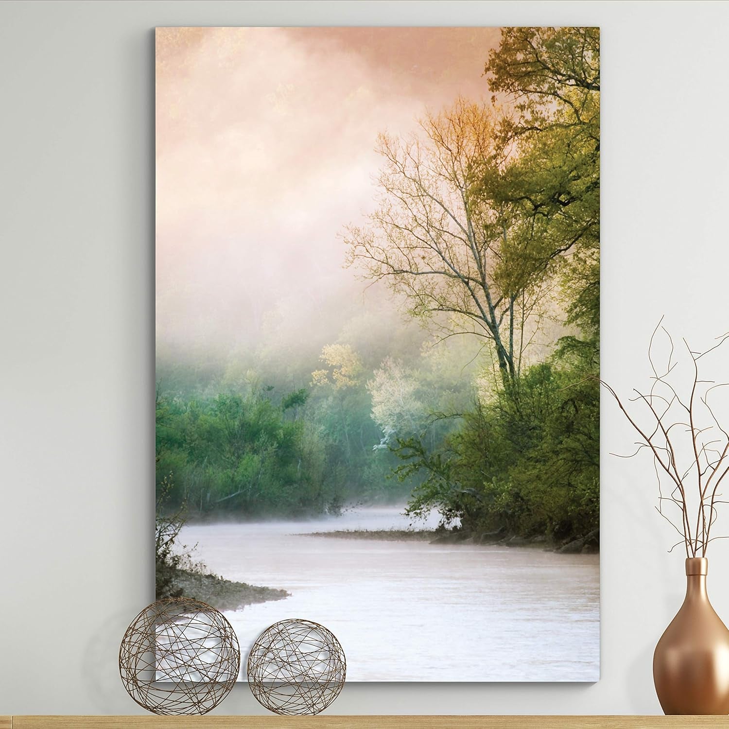 Nature Canvas Wall Art, Home Paintings Artwork Serene Forest Lake, Romantic Modern Wall Hanging Decorations- 24"X36" LT06