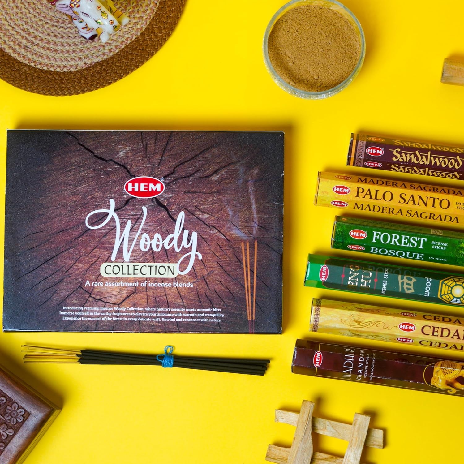 Woody Series Premium Incense Sticks Combo | Sandalwood, Palo Santo, Forest, Feng Shui, Cedar & Madhur Chandan | 120 Sticks