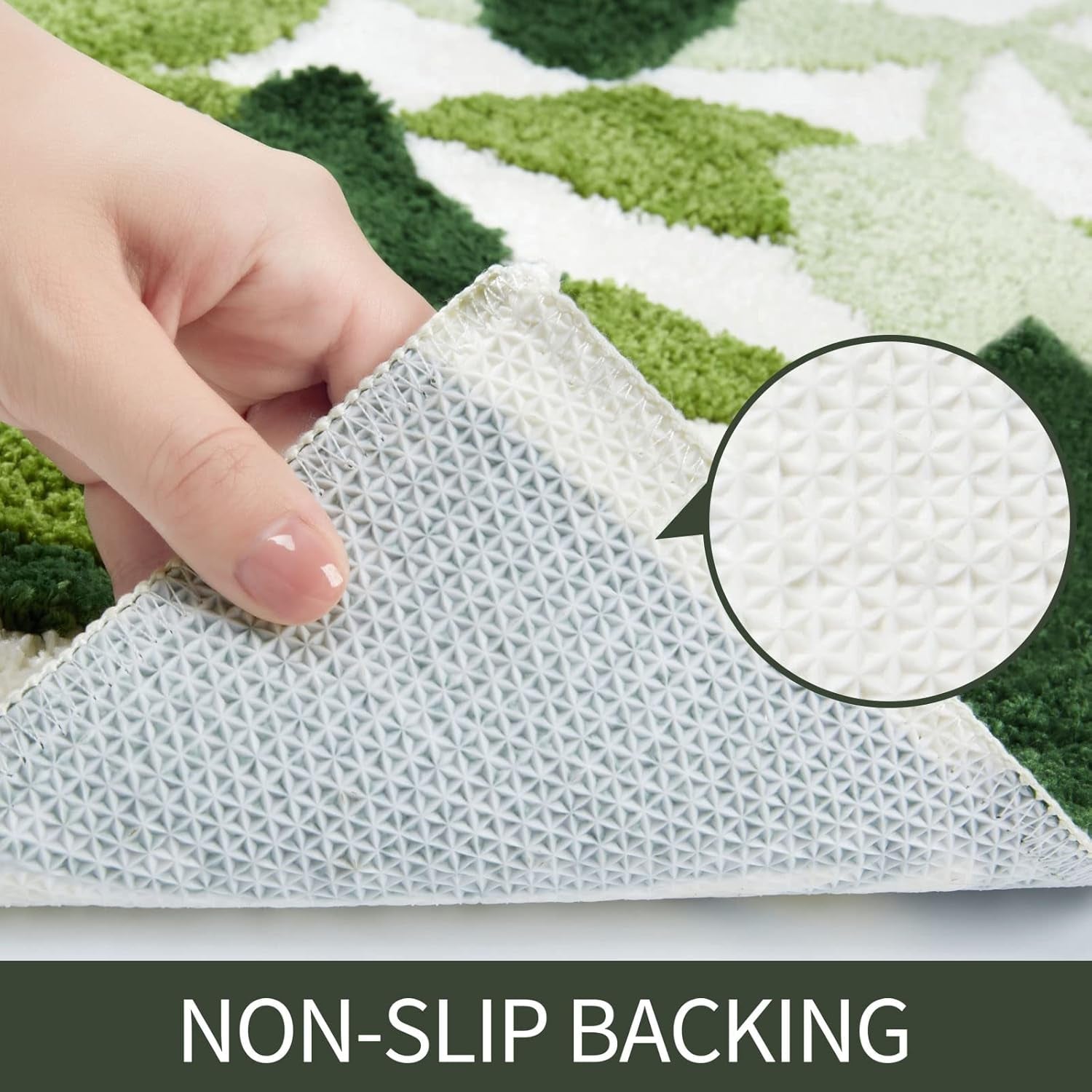 Green Bathroom Rug Set 2 Piece, Non-Slip Strong Water Absorbent (18"X26"+20"X32")
