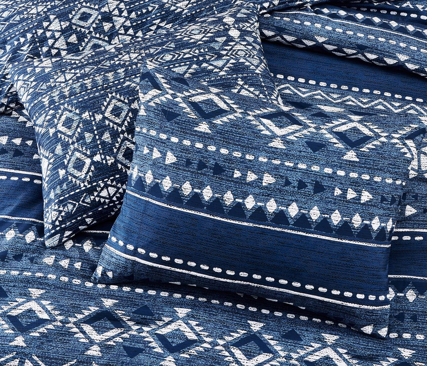 Twin Comforter Set - 5 Pieces Comforters, Warm Fluffy Boho Bedding (Blue, 66''X86'')