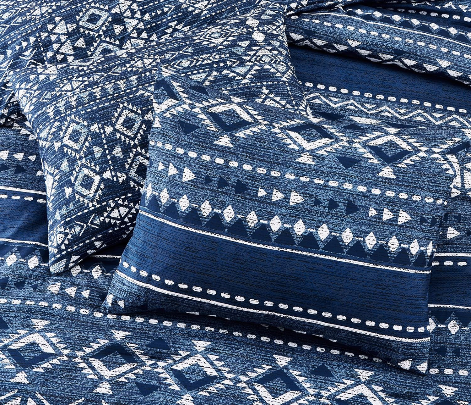 Twin Comforter Set - 5 Pieces Comforters, Warm Fluffy Boho Bedding (Blue, 66''X86'')