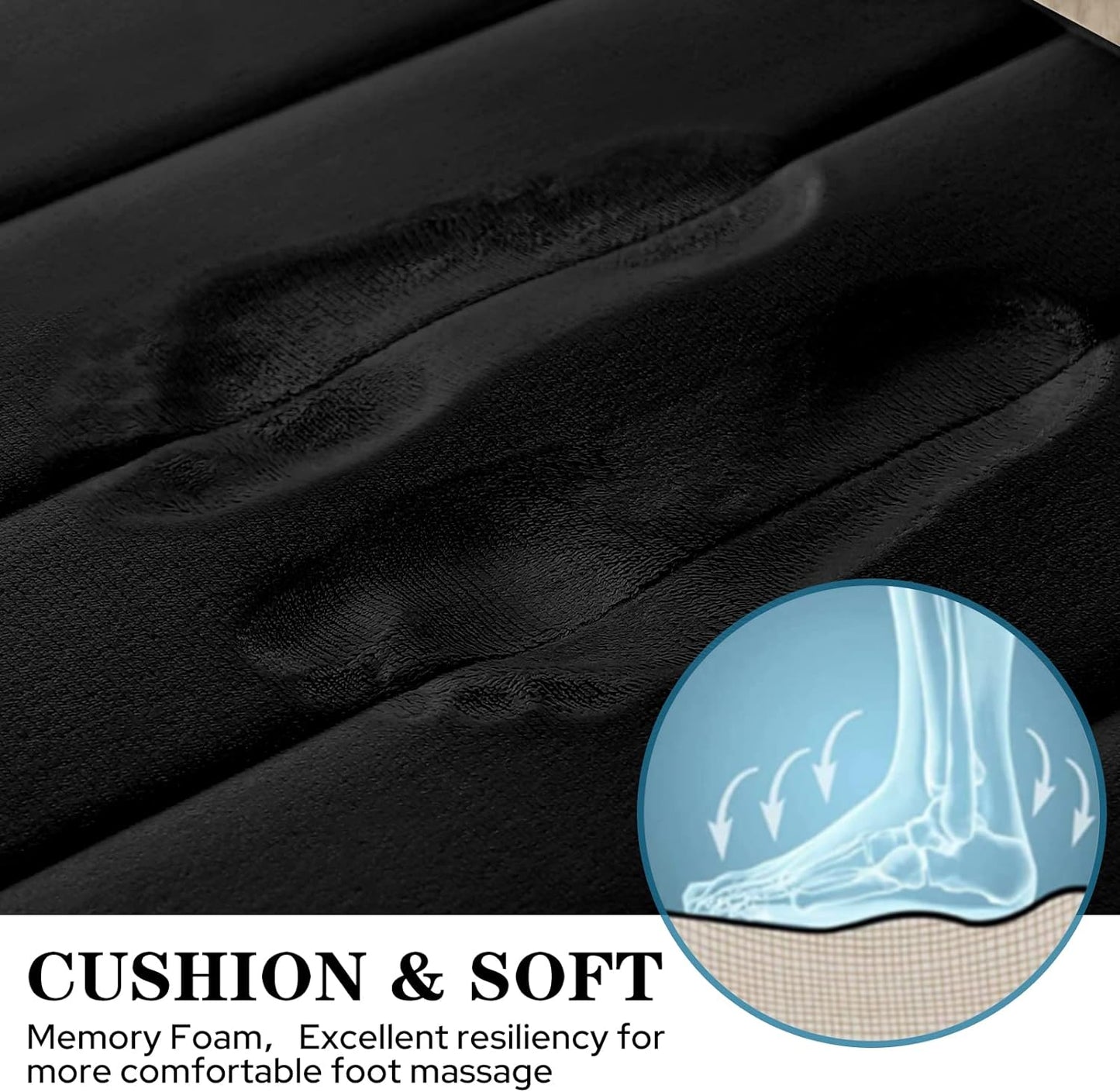Black Memory Foam Bathroom Rug Set 3 Piece