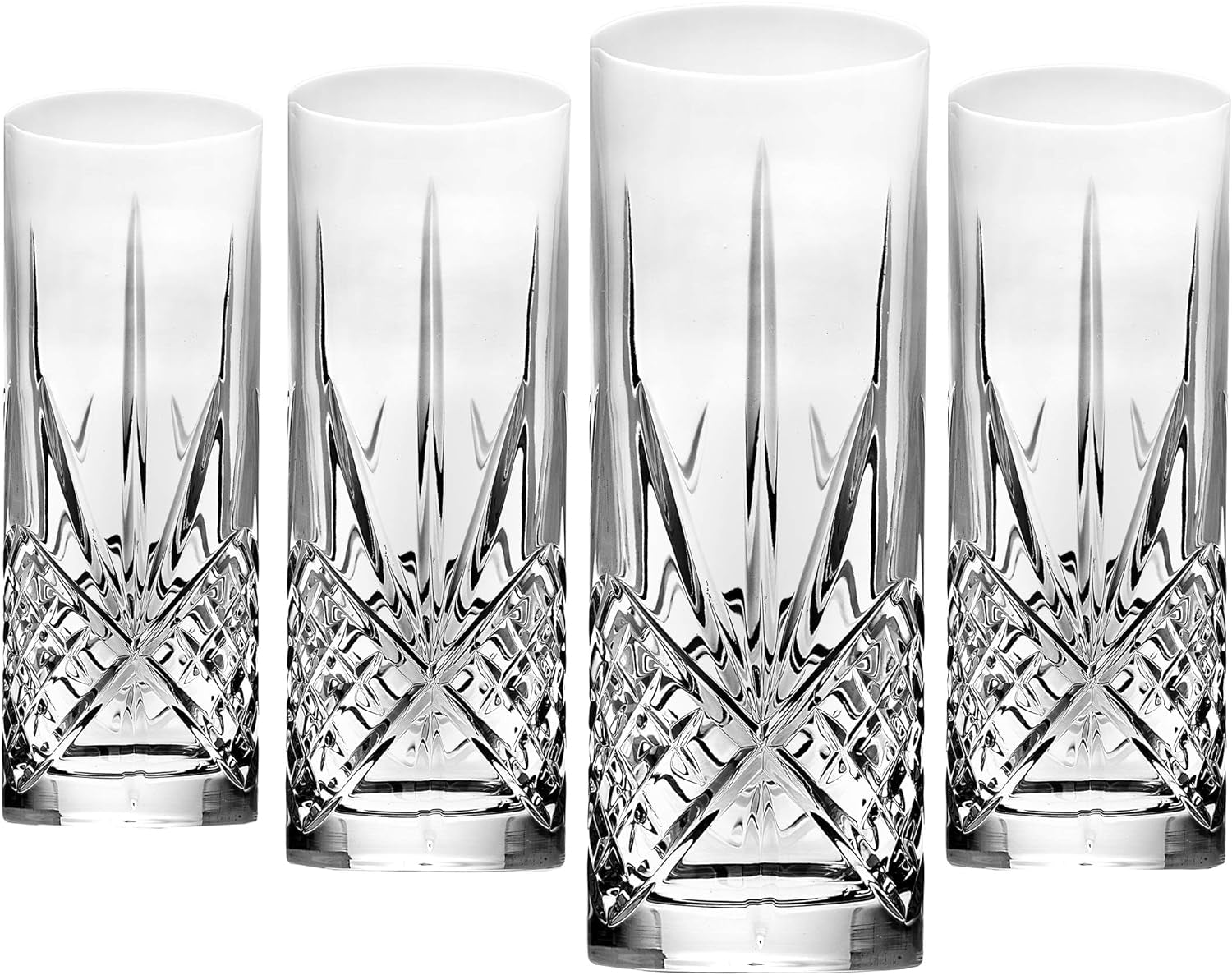 Tall Beverage Glasses Collins All Purpose Drinking Glasses- Dublin Collection, SET of 4
