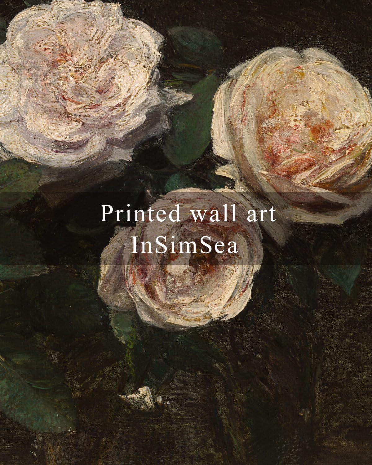 Framed Wall Art, Roses in Glass Vase Vintage Flower Prints Classical Oil Painting,16X24In