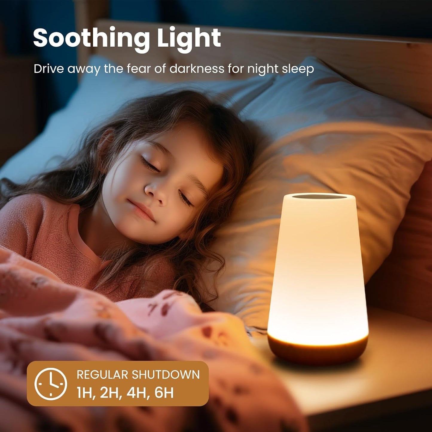 Night Light, Dimmable Touch Lamp for Bedroom, 5 Brightness 13 RGB Colors, Night Lights for Baby Nursery Bathroom