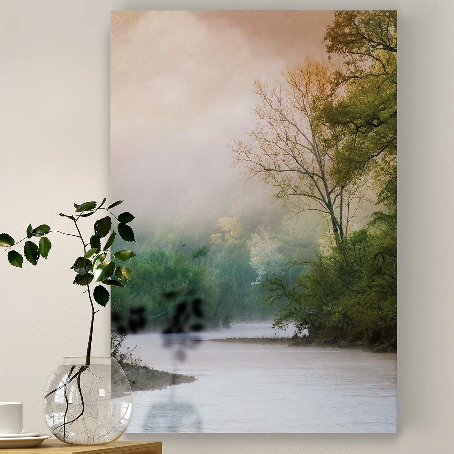 Nature Canvas Wall Art, Home Paintings Artwork Serene Forest Lake, Romantic Modern Wall Hanging Decorations- 24"X36" LT06
