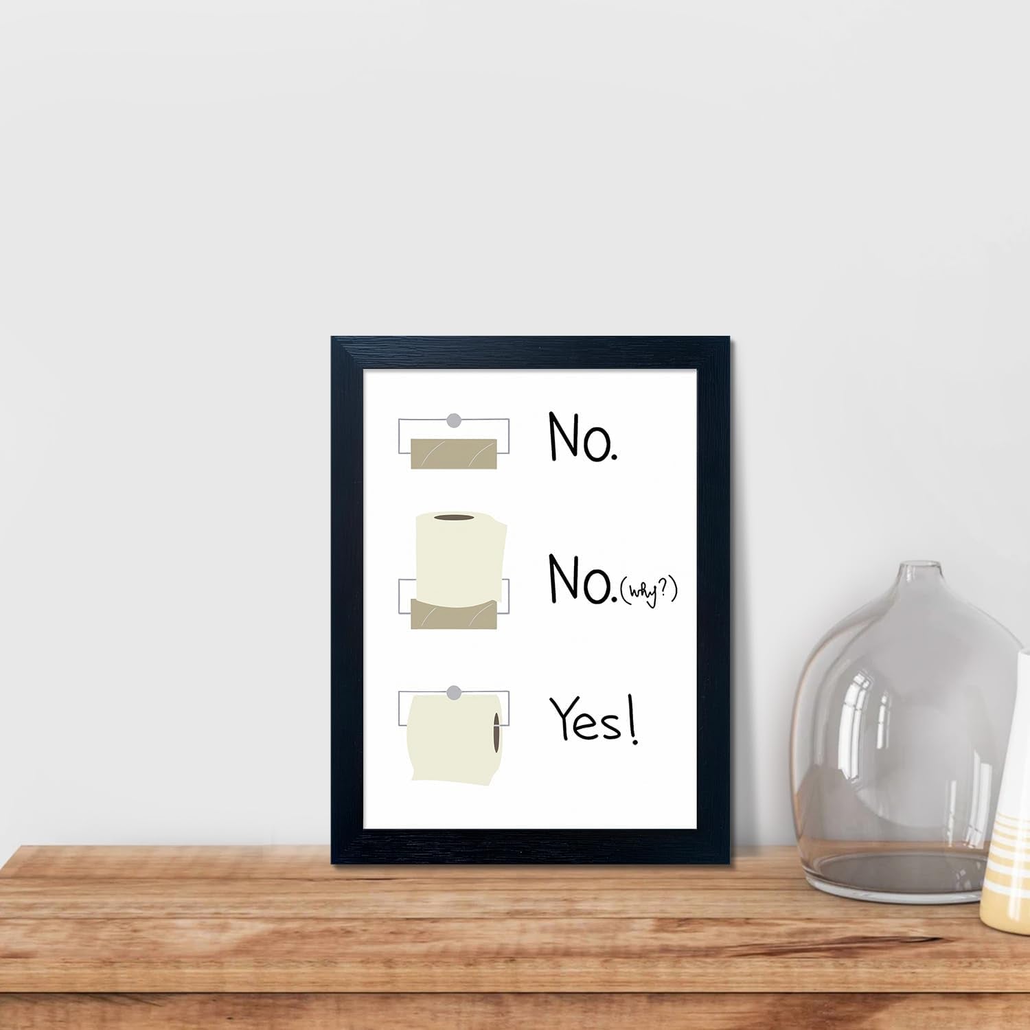 Bathroom Picture Wall Decor, Toilet Paper Bathroom Rule Wall Art, Bathroom Sign