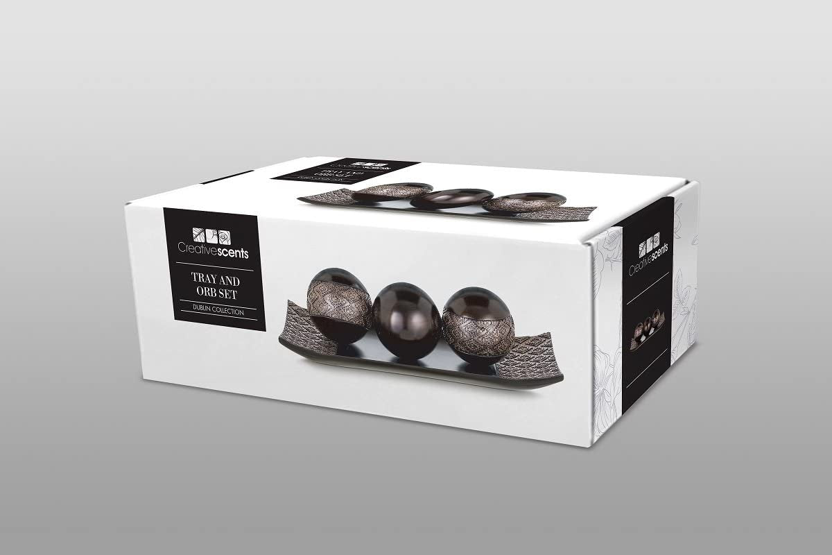 Dublin Home Decor Bowl and Orbs Set - Coffee Table Decor - Centerpiece Table Decorations for Living Room Decor - Decorative Accents Bowl with Spheres Balls for Dining Table Decor Brown