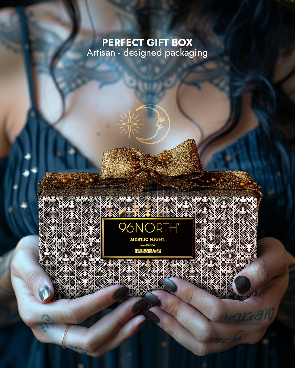 Luxury Black Candle | Large 3-Wick Jar Candle | up to 40 Hours Burning Time | 100% Natural Soy Wax | Relaxing Aromatherapy Aesthetic Candle | Housewarming Gift for Men and Women