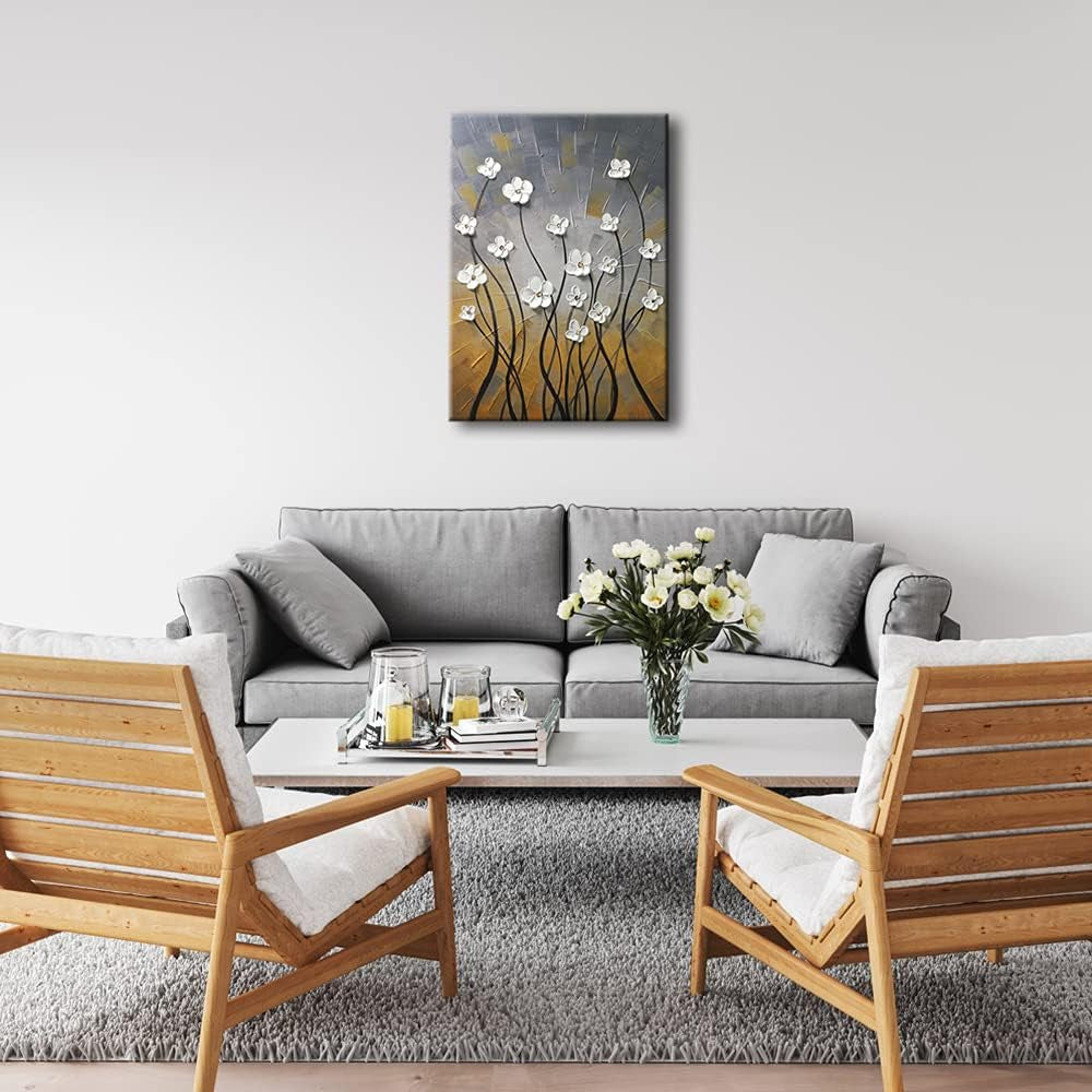 Hand Painted Floral Oil Paintings, Modern Stretched and Framed Grace Abstract Flowers, 20X28inch