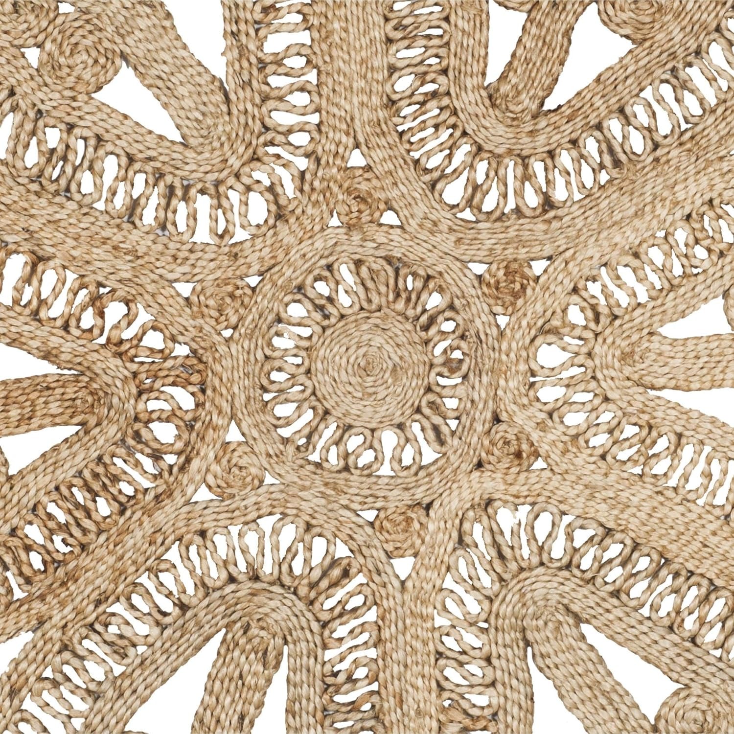 Natural Fiber Collection Area Rug - 5' Round, Natural, Handmade Boho Charm Farmhouse Jute, (NF360A)