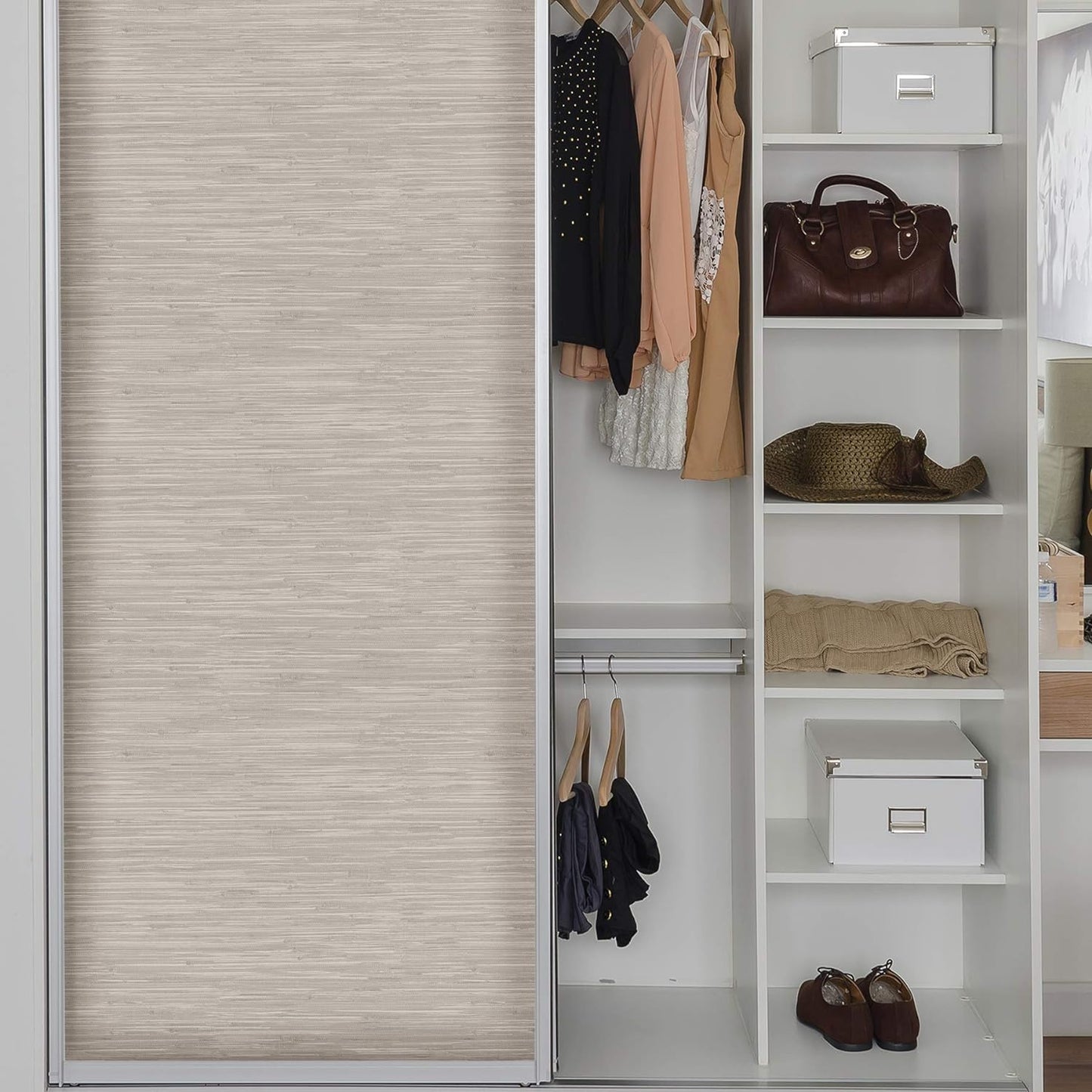 Cream Grass weave Peel & Stick Wallpaper, Neutral