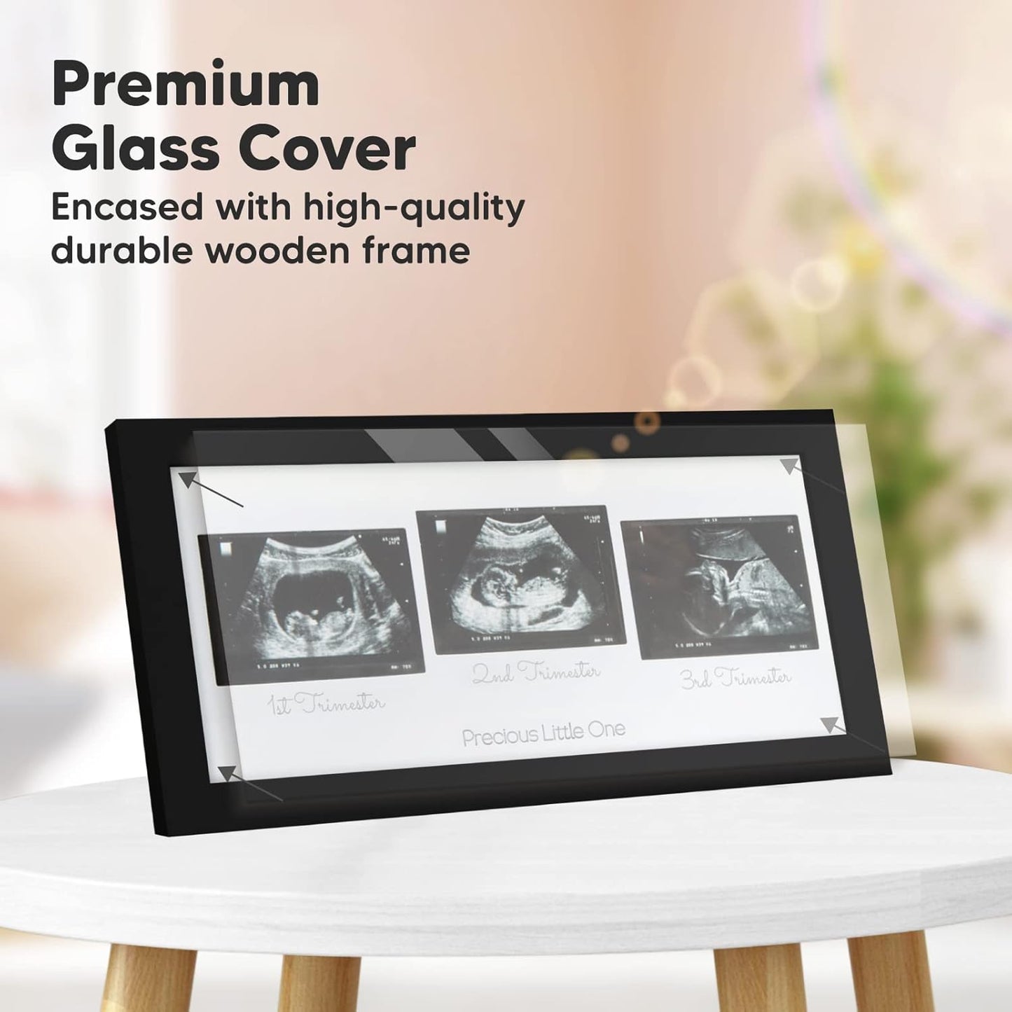 Baby Sonogram Picture Frames - Trio Ultrasound Picture Frames, First Time Mom Gift (Onyx Black)