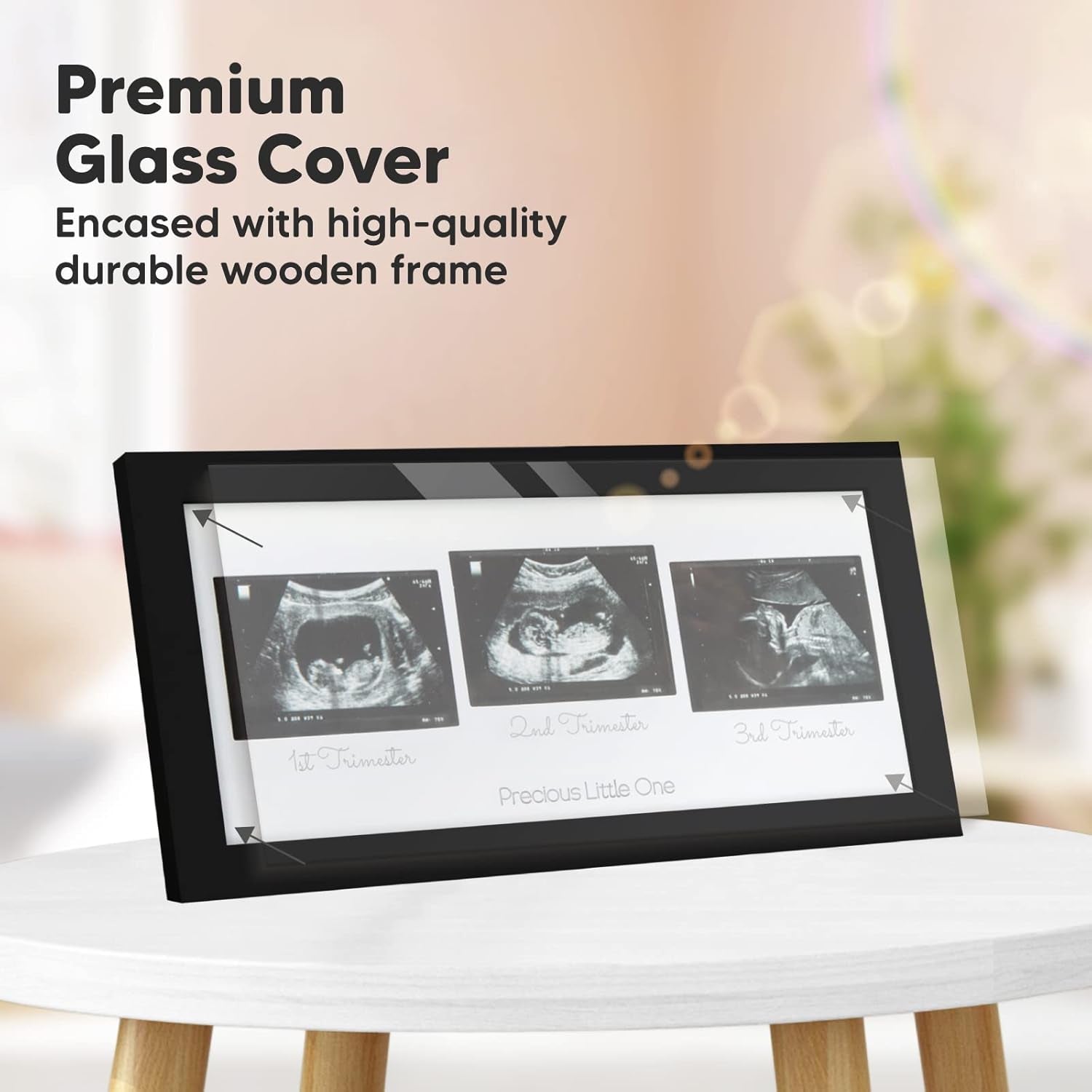 Baby Sonogram Picture Frames - Trio Ultrasound Picture Frames, First Time Mom Gift (Onyx Black)