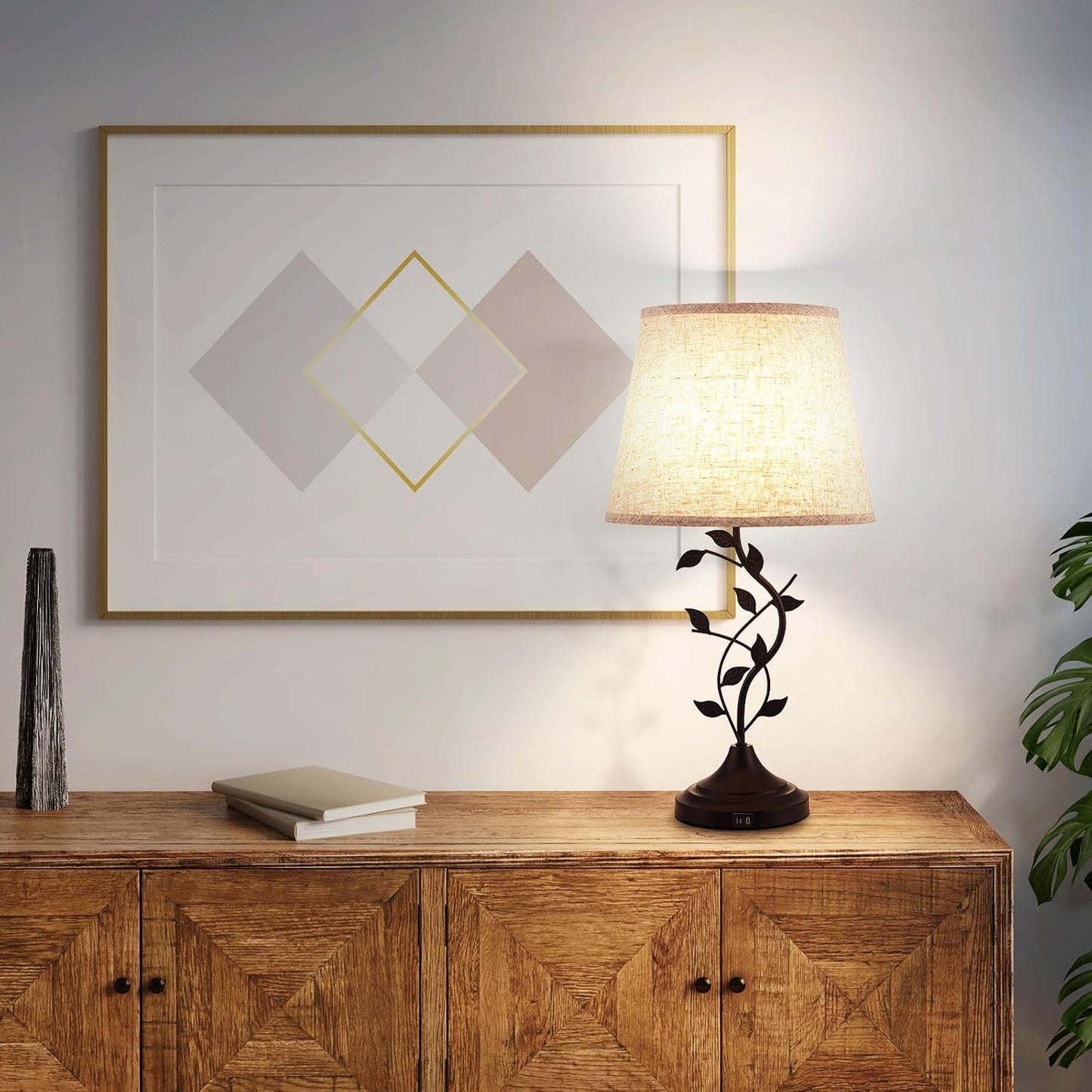 Traditional Tall Retro Side Table Lamp for Living Room and Bedroom, 24.4 inch