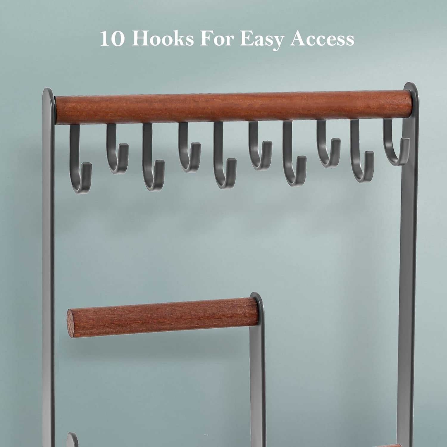 Jewelry Stand Holder Organizer, 4-Tier Necklace Holder with Ring Tray, -Medium, Grey