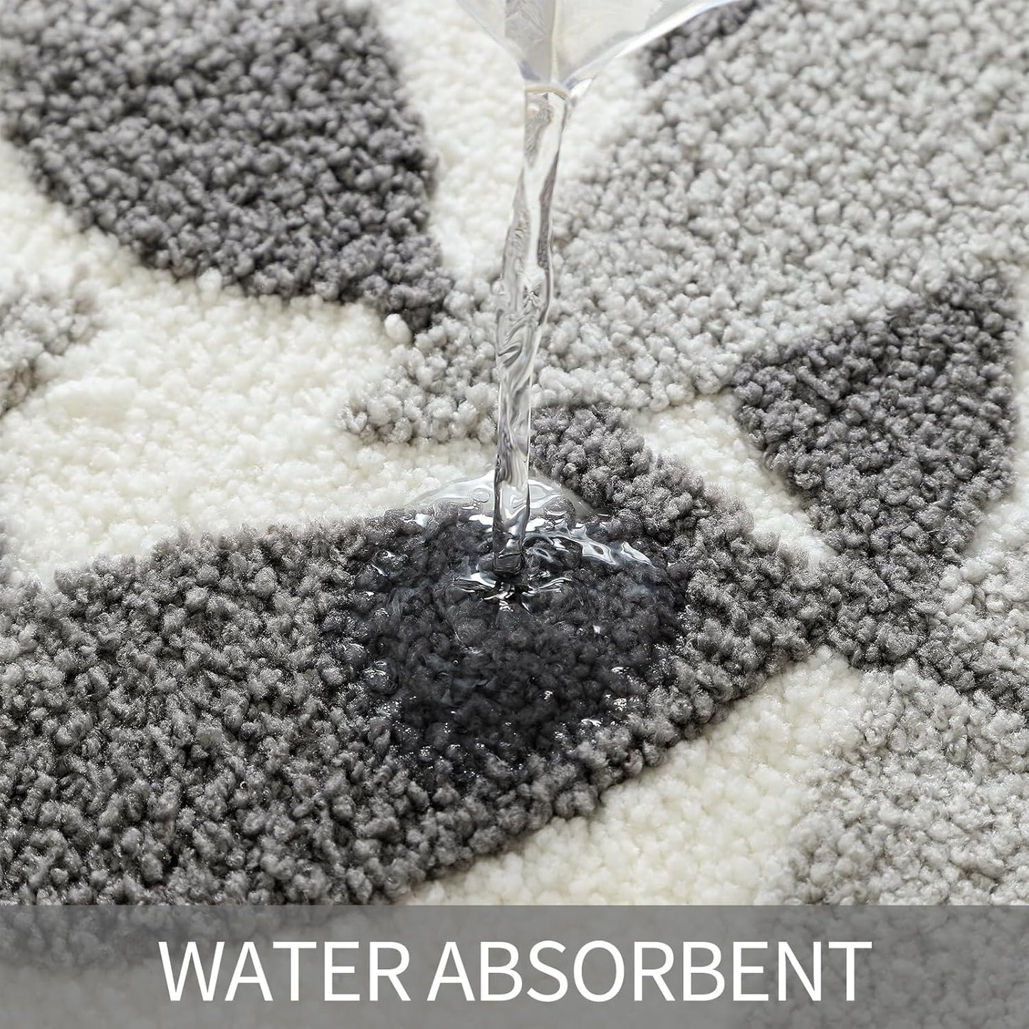 Grey Bathroom Rug Set, Non-Slip Strong Water Absorbent Plush Microfiber Bathmat Set, (18"X26"+20"X32")