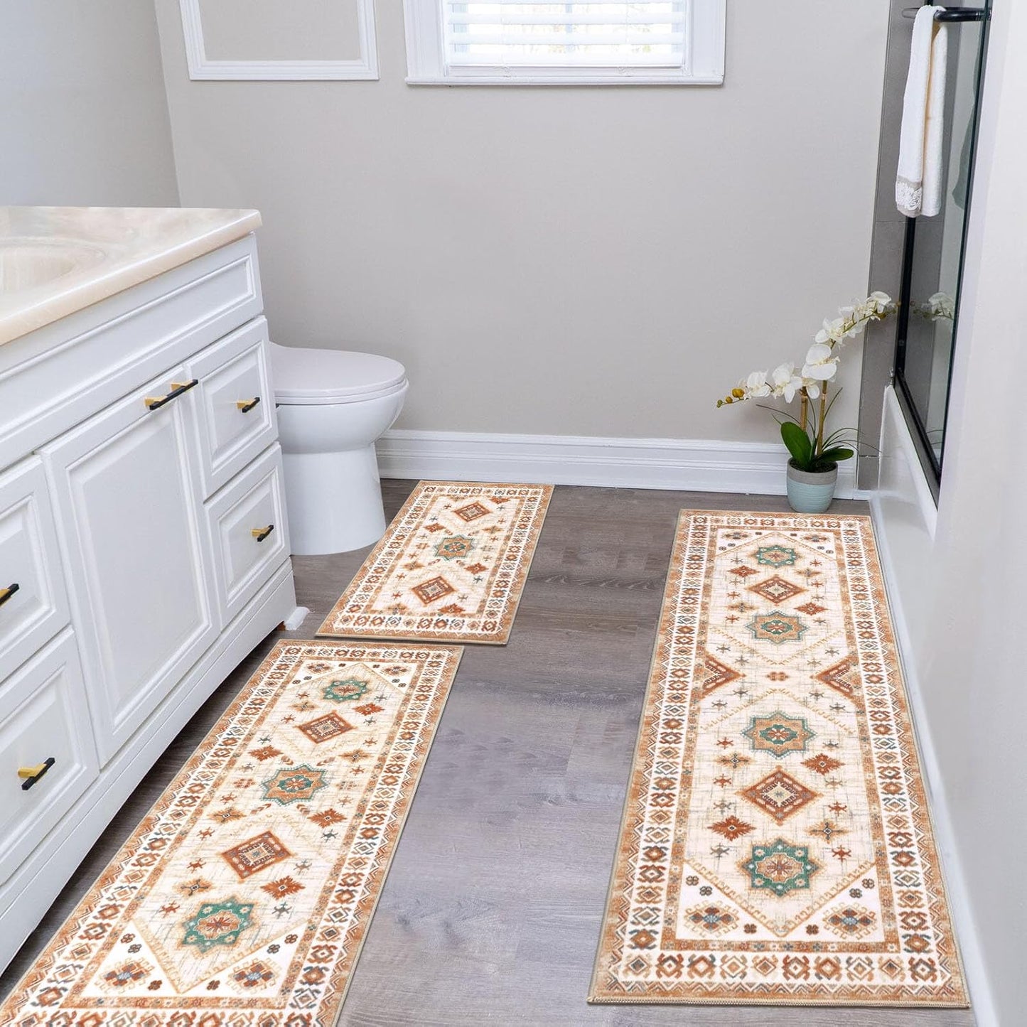 HEBE Boho Kitchen Rug Sets, 3 Piece with Runner, Non-Slip