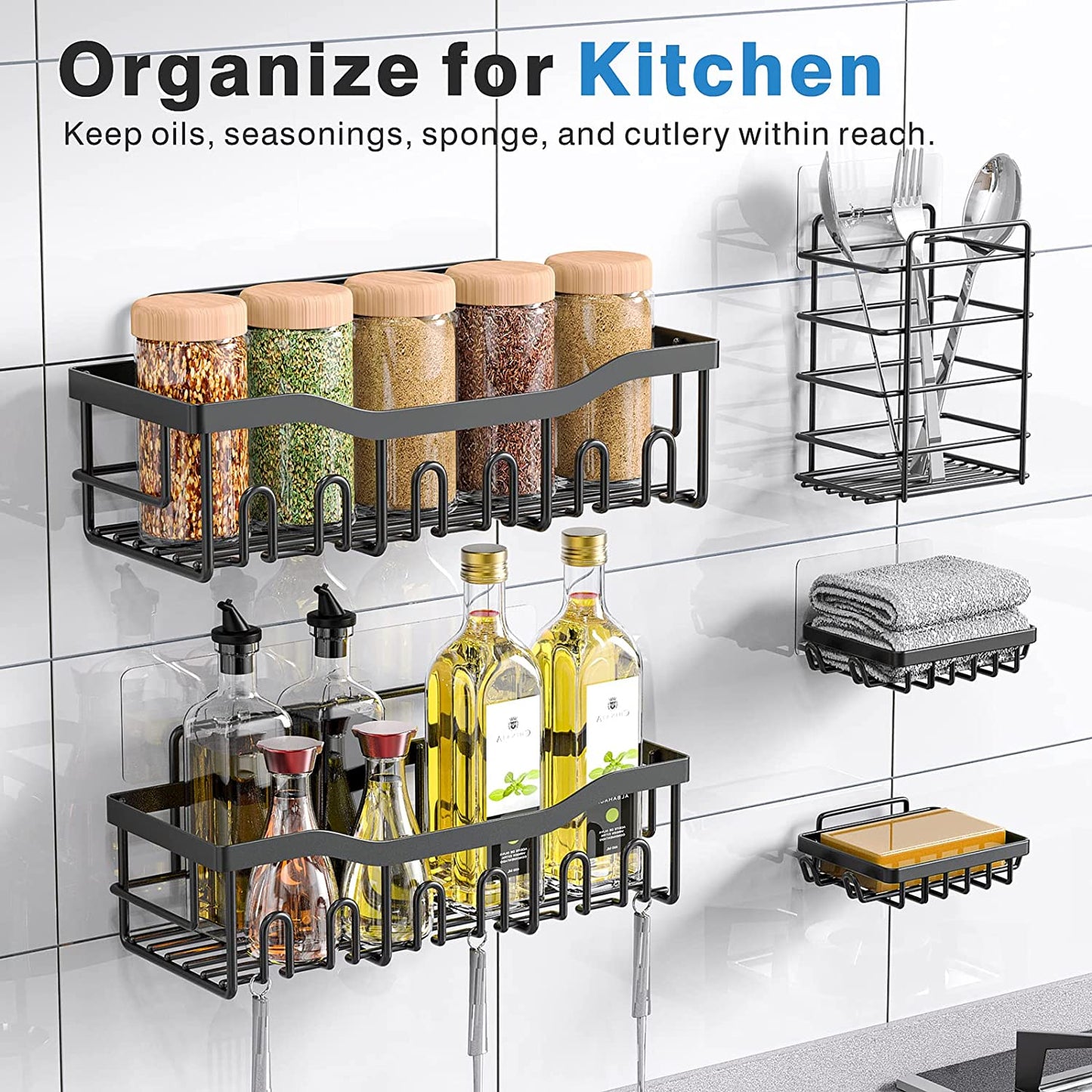 Adhesive Shower Caddy, 5 Pack Rustproof Stainless Steel Bath Organizers