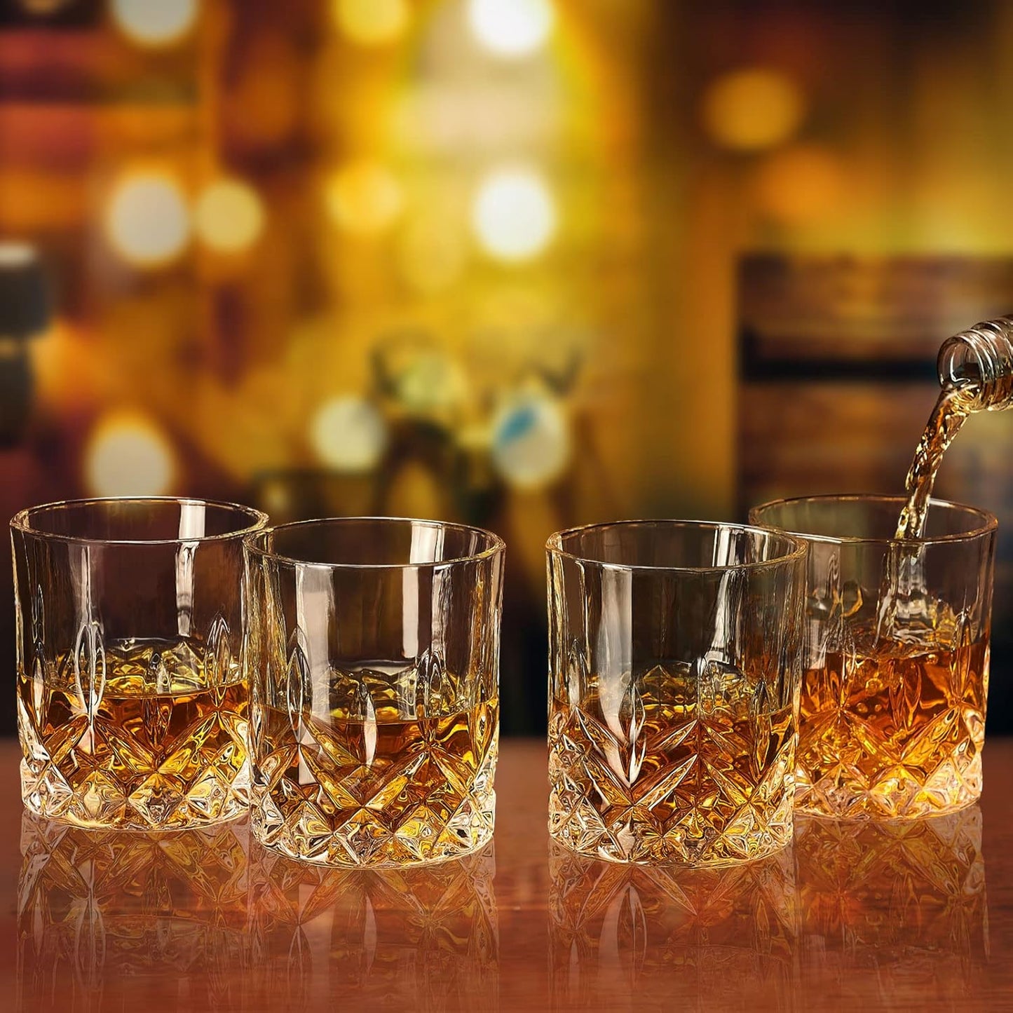 Whiskey Glasses Set of 4, Rocks Glasses, 10 Oz Old Fashioned Tumblers