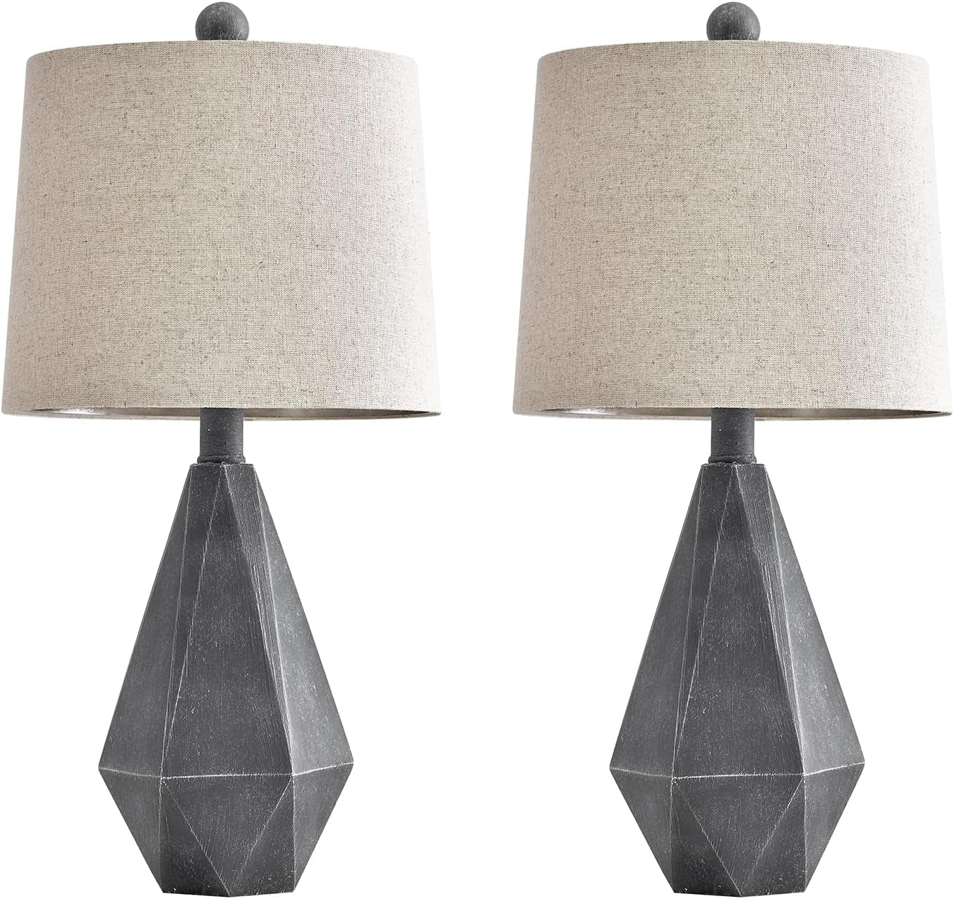 Rustic Farmhouse Side Table Lamp, Sets of 2, Deep Grey Contemporary Classic Lamp, 20.25"