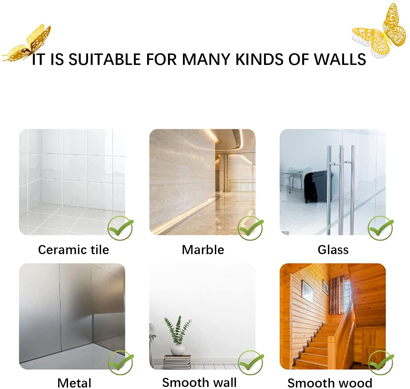 3D Butterfly Wall Decor - 48 Pcs, 4 Styles, 3 Sizes, Gold Butterfly Decorations, Removable Stickers